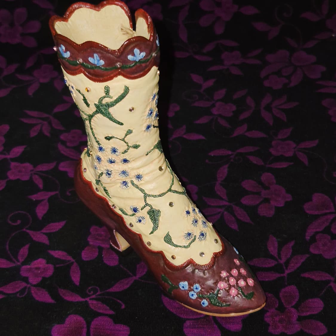 98s 미국 핸드 플로랄 웨스턴 부츠 오브제 상품이미지8