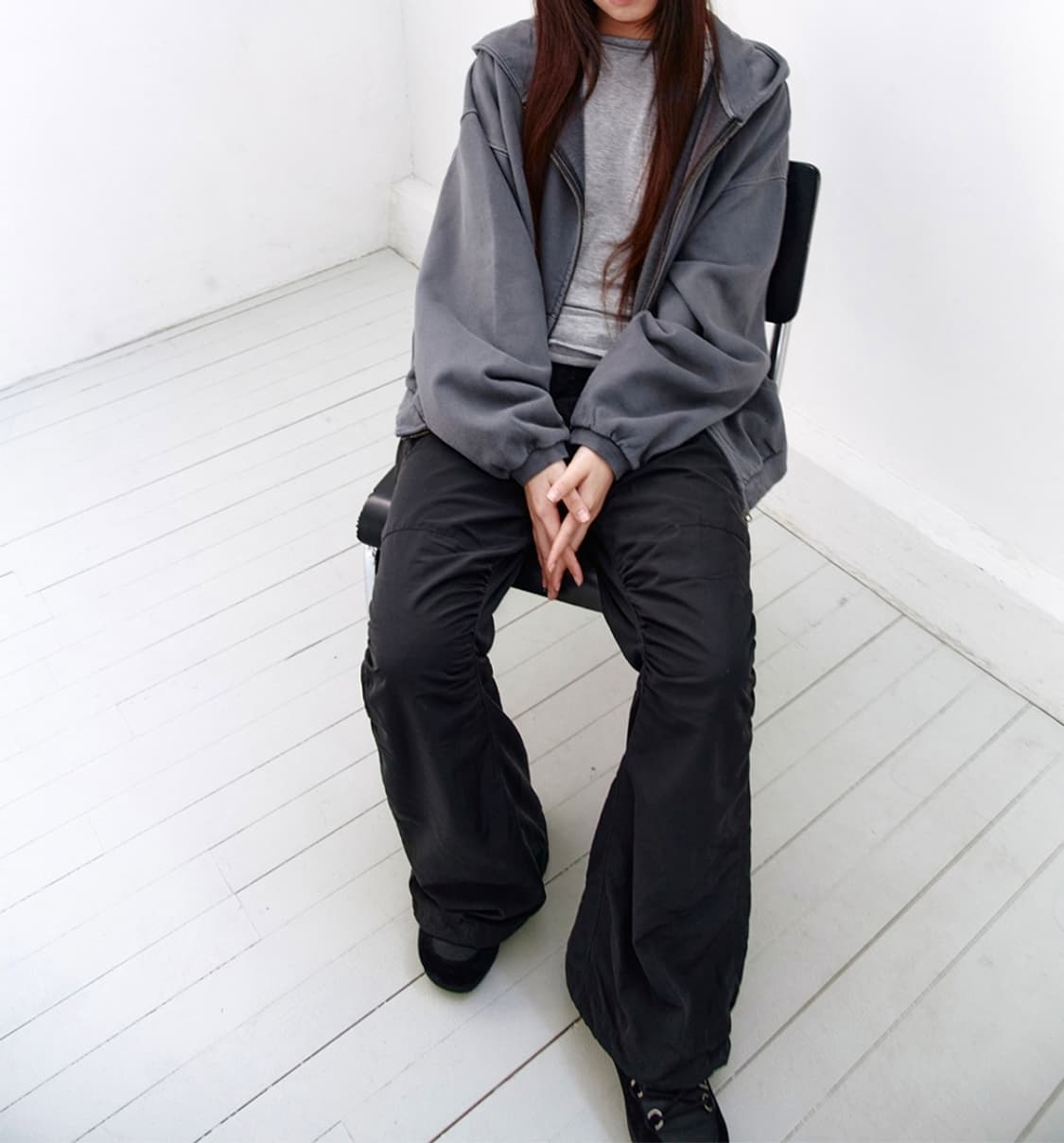 [2] 폴리테루 휴먼인덱스 휴먼 오버다이드 집 후디 블루 그레이 상품이미지4