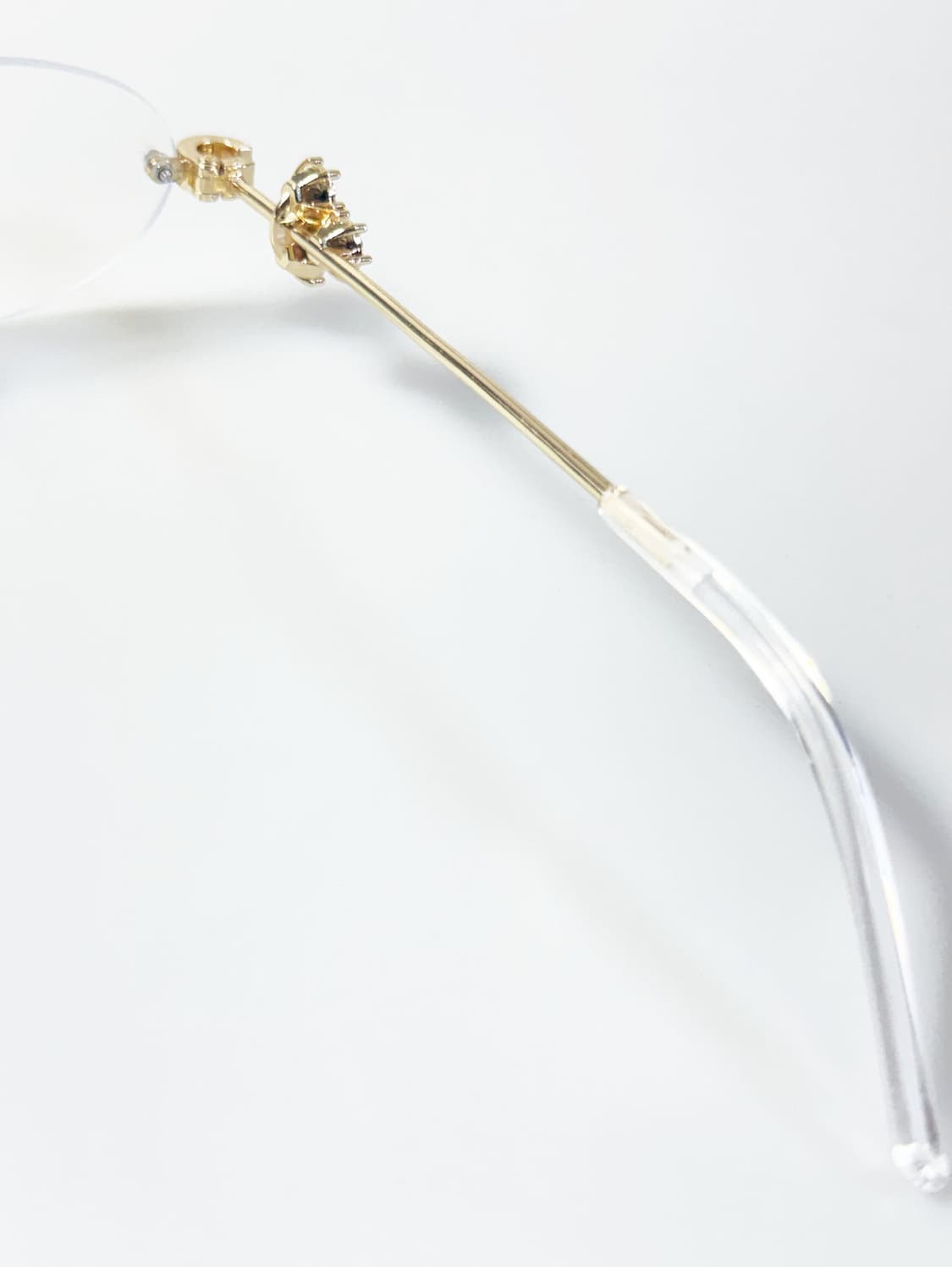 무테 오벌 골드 메탈 프레임 큐빅 디테일 빈티지 안경 상품이미지7