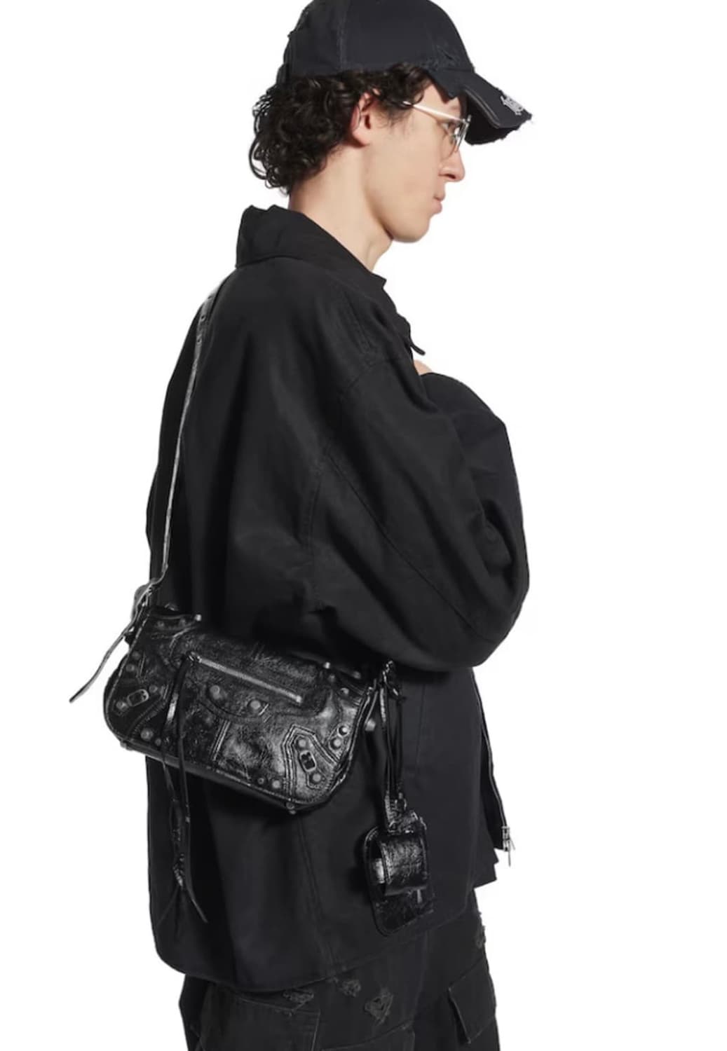 발렌시아가 아레나 램스킨 에이지드 실버 하드웨어 르 카골 XS 플랩백 상품이미지1