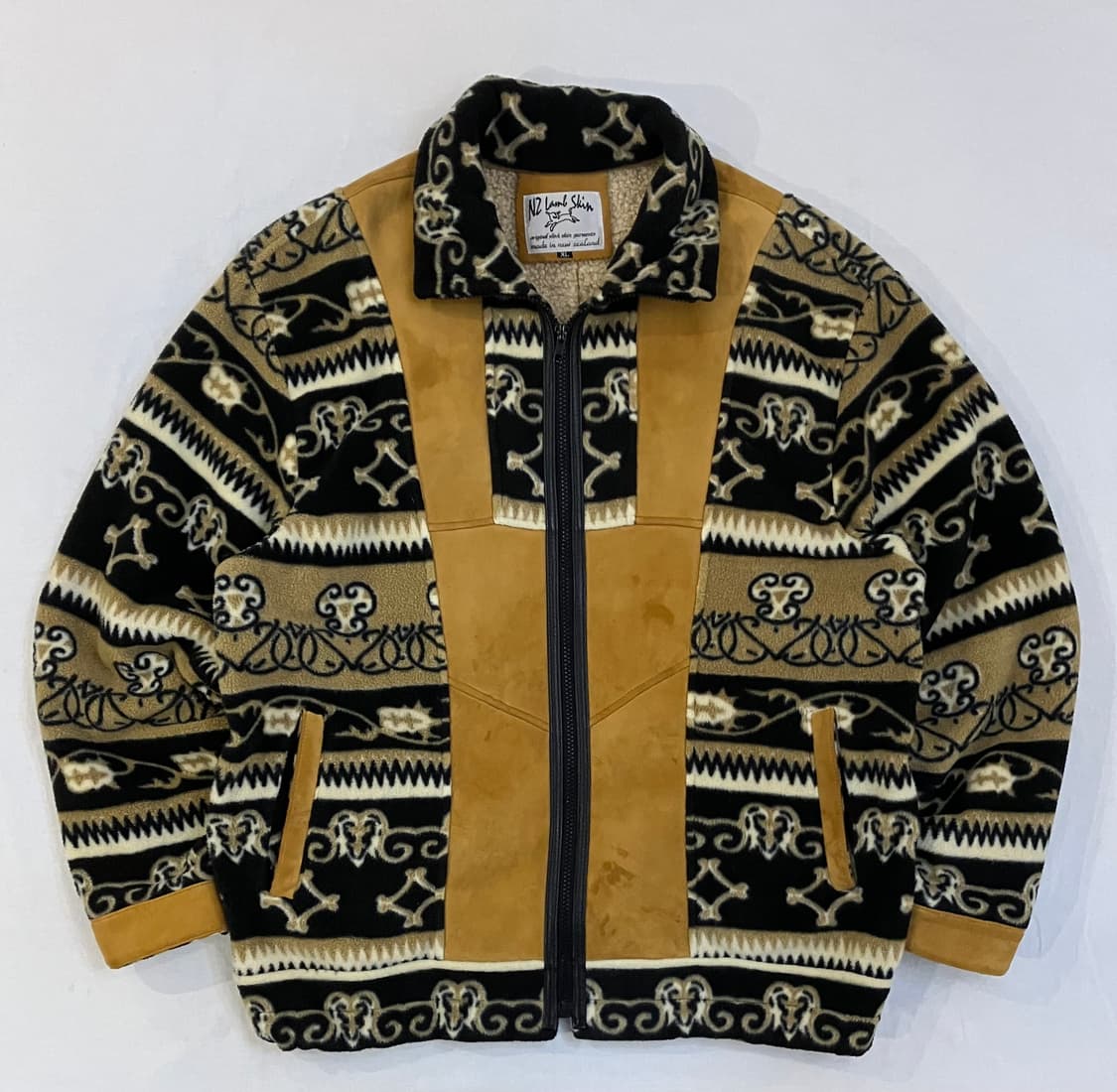 NZ Lamb Skin 양피 에스닉 레더 플리스 자켓 상품이미지1