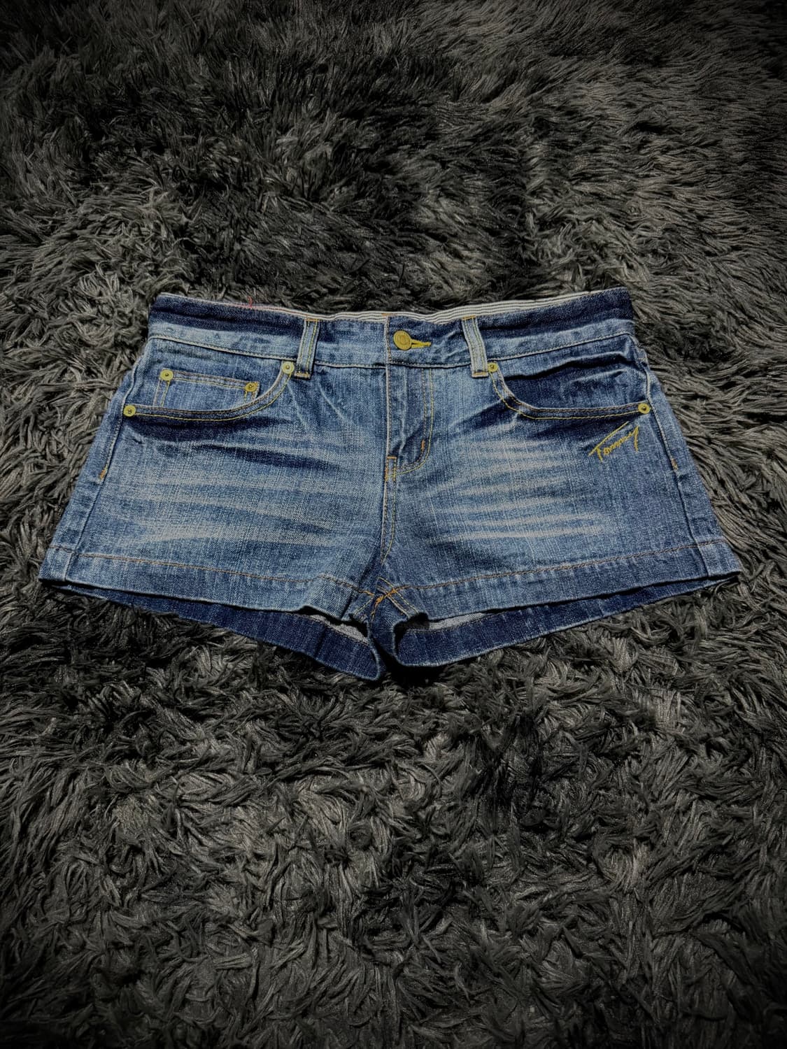 백포켓 스타 자수 워싱 데님 숏팬츠 상품이미지2