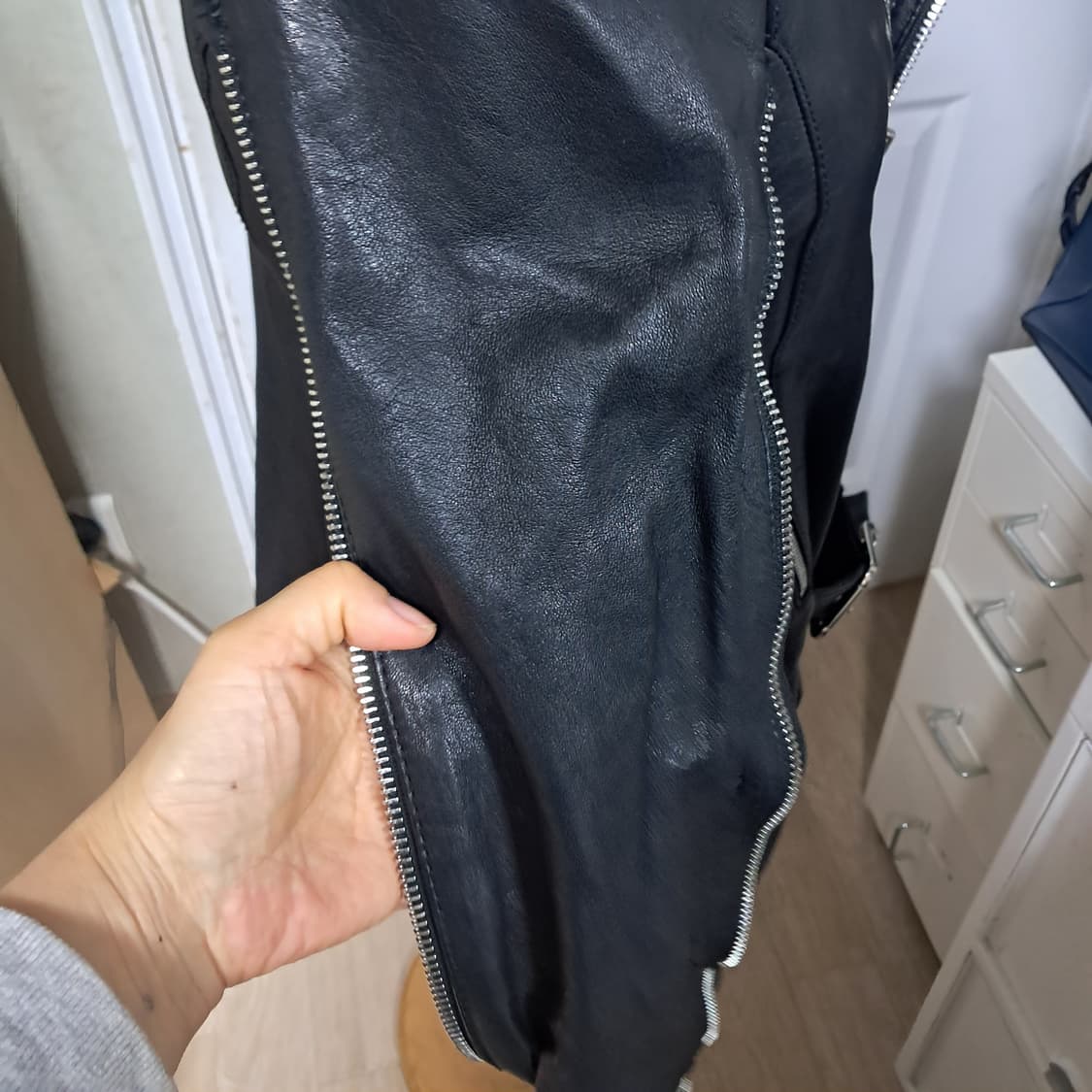 Hogan 호간 램스킨 양가죽 라이더 자켓 40사이즈(약44~날씬55) 상품이미지7