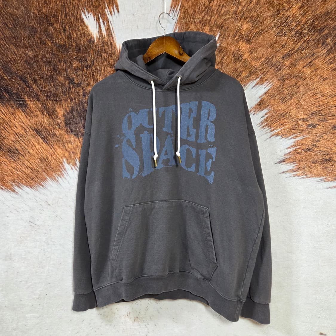 그레이 차콜 레터링 프린팅 오버핏 후드티 상품이미지1