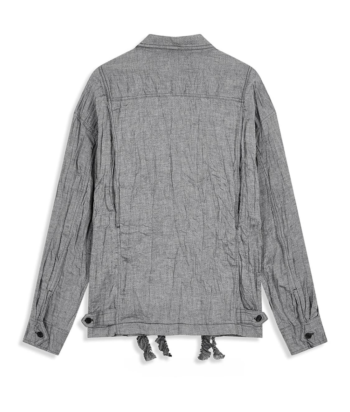 오픈 YY CRINKLED RUFFLE SHIRT, GRAY 상품이미지3