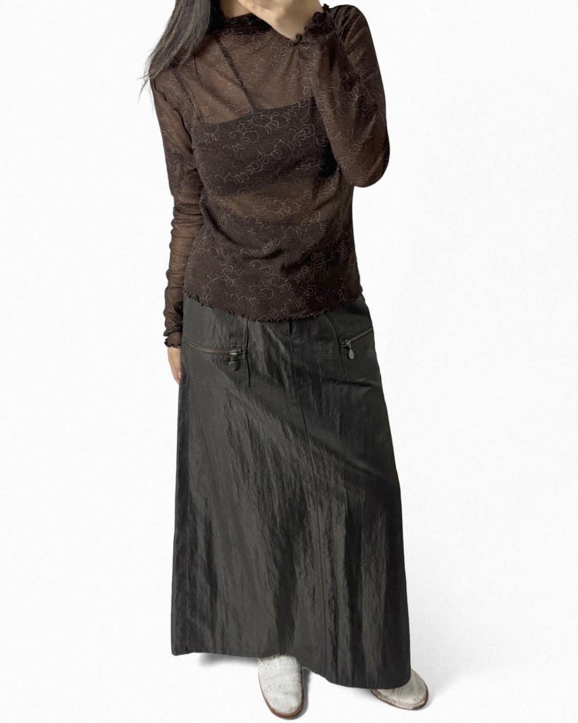 Hiroko Koshino sheer high neck top 상품이미지3