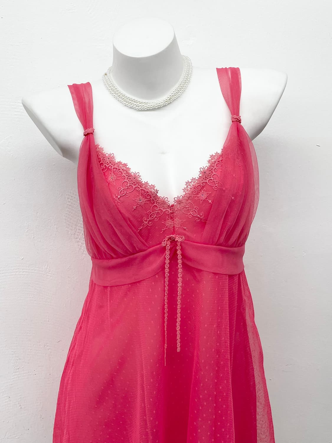 핑크 갸루 자수 레이스 슬립 상품이미지2