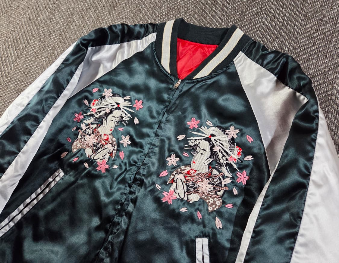 호시히메 게이샤 자수 딥 그린 스카잔 상품이미지3