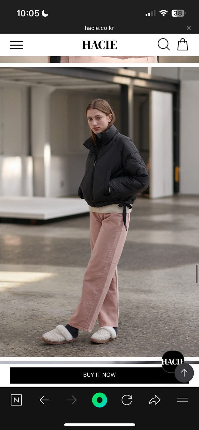 Hacie 하시에 스트링 디테일 구스 다운 숏 자켓 블랙 상품이미지2