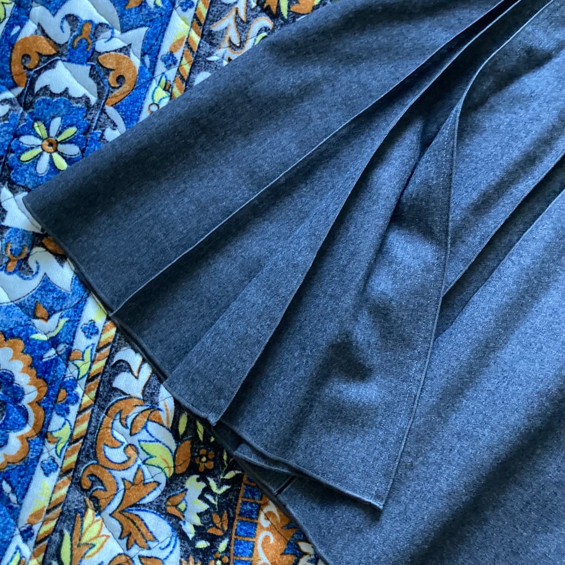 Courreges 꾸레쥬 셔링 플리츠 스티치 그레이 울 모직 스커트 치마 상품이미지3