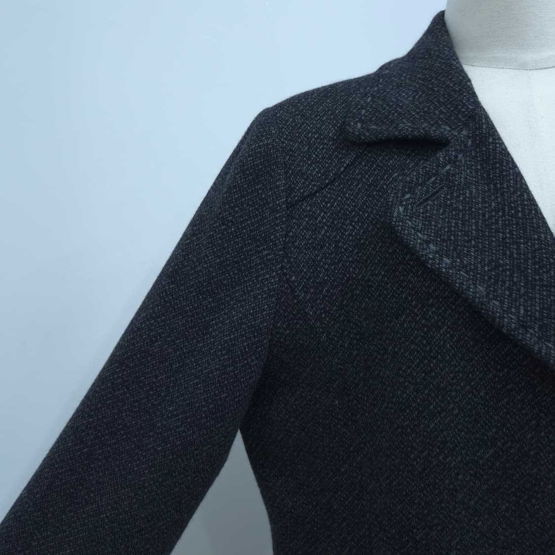 캐시미어 100% 헤링본 그레이 여성 롱코트 상품이미지6