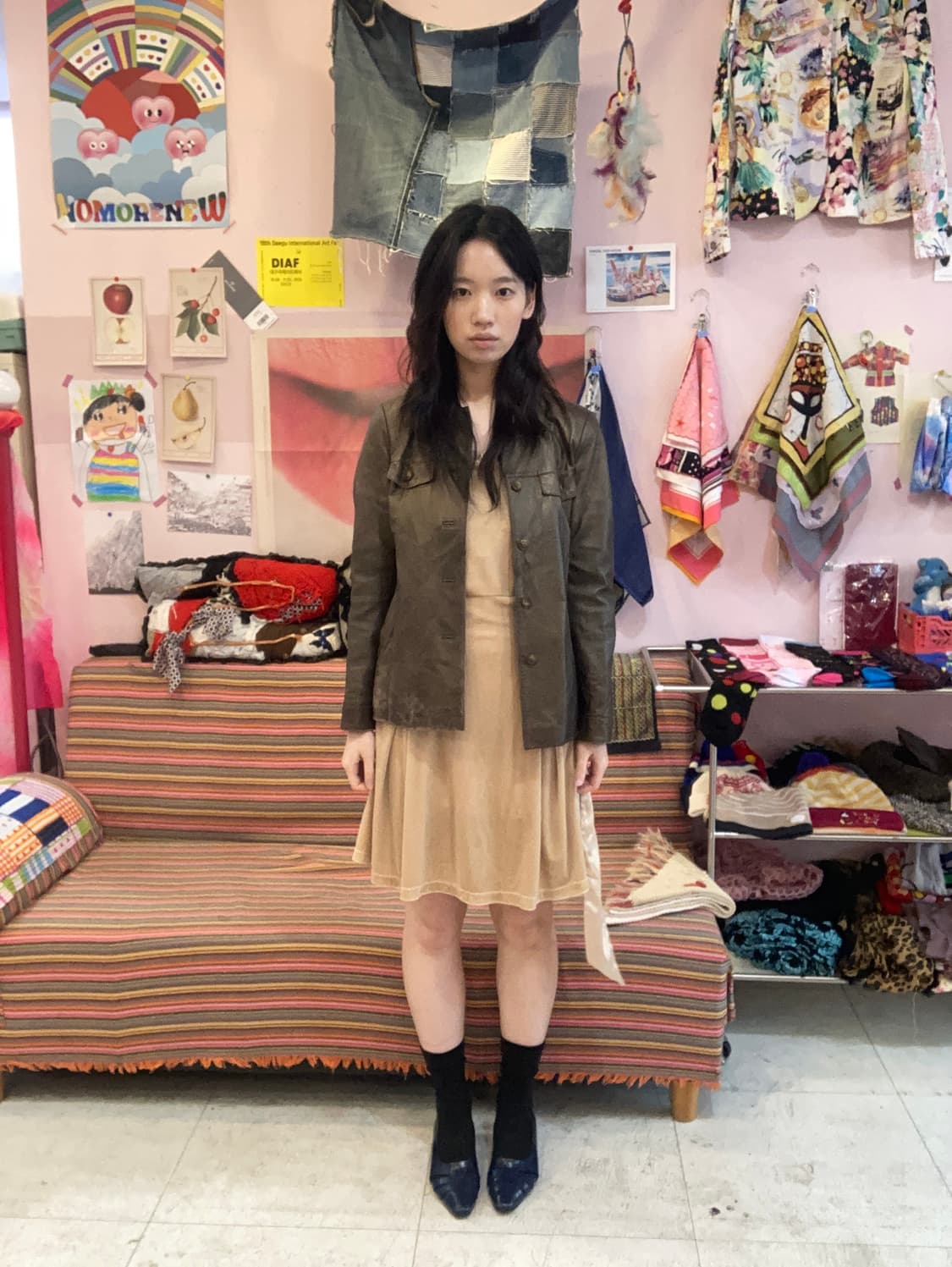 착샷) 빈티지 벨벳 레이스 플레어 리본 드레스 상품이미지9