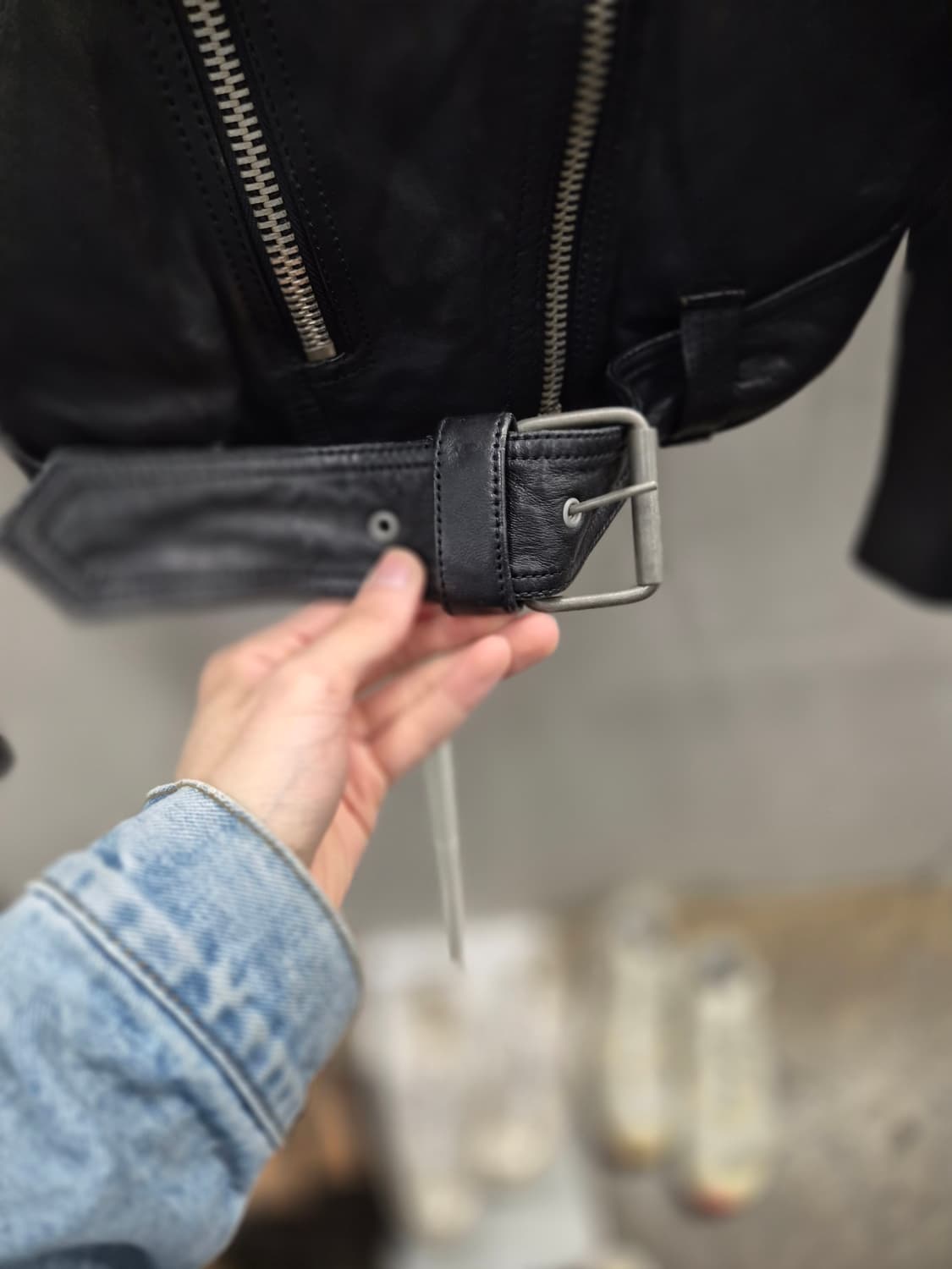 ALLSAINTS 블랙 램스킨 라이더 자켓 UK S 상품이미지4