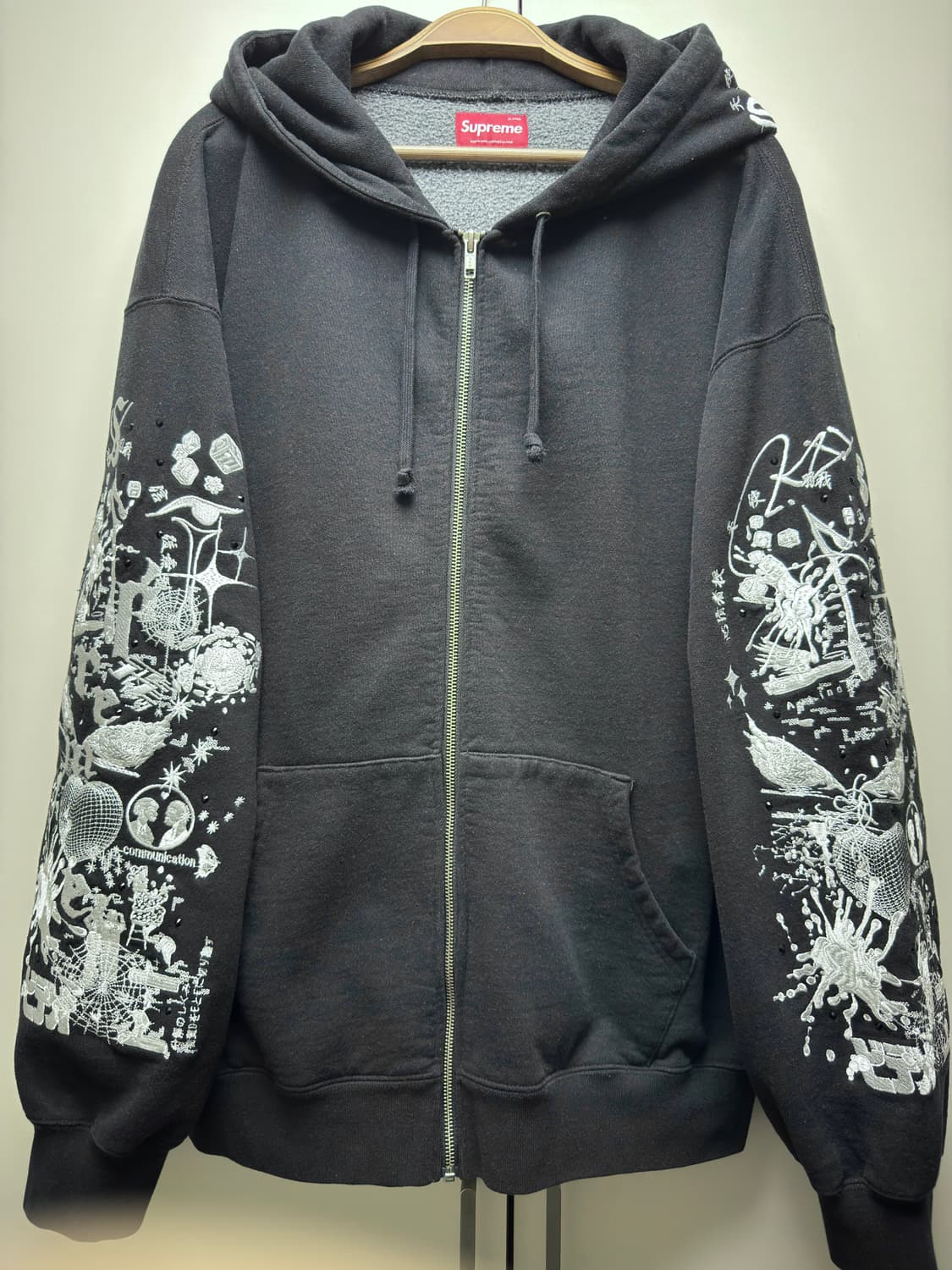 Aoi Zip Up Hooded Sweatshirt Black 상품이미지4