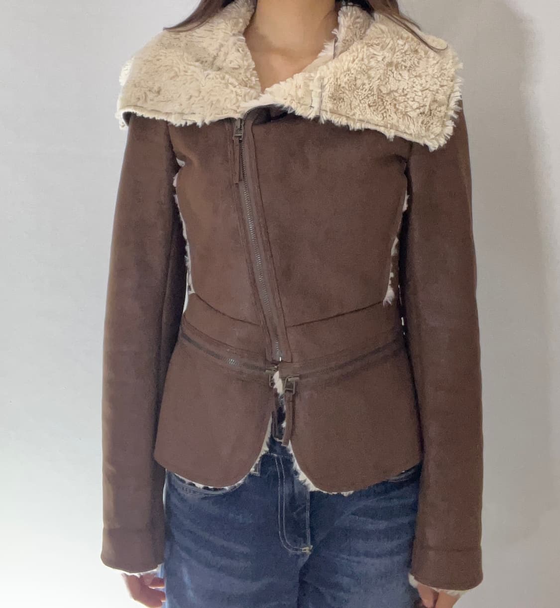 브라운 무스탕 자켓 상품이미지3