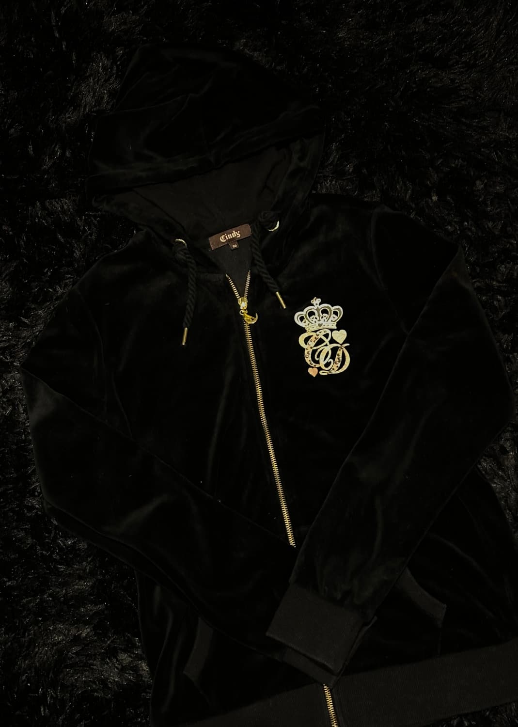 Cindy Velvet Cubic Hooded Zip-Up 상품이미지1