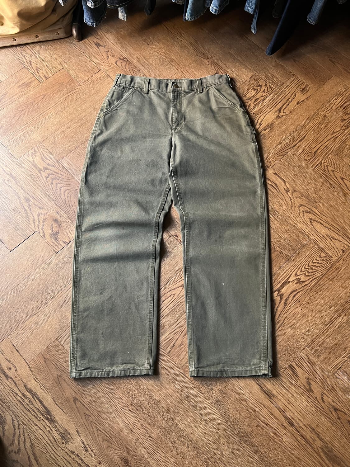 [34]칼하트 USA 빈티지 워싱 모스그린 싱글니 카펜터 워크 팬츠 상품이미지2