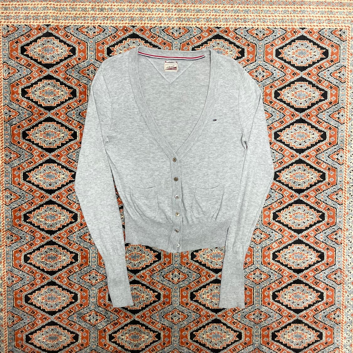 타미힐피거데님 그레이 와이넥 가디건 여성M 상품이미지1