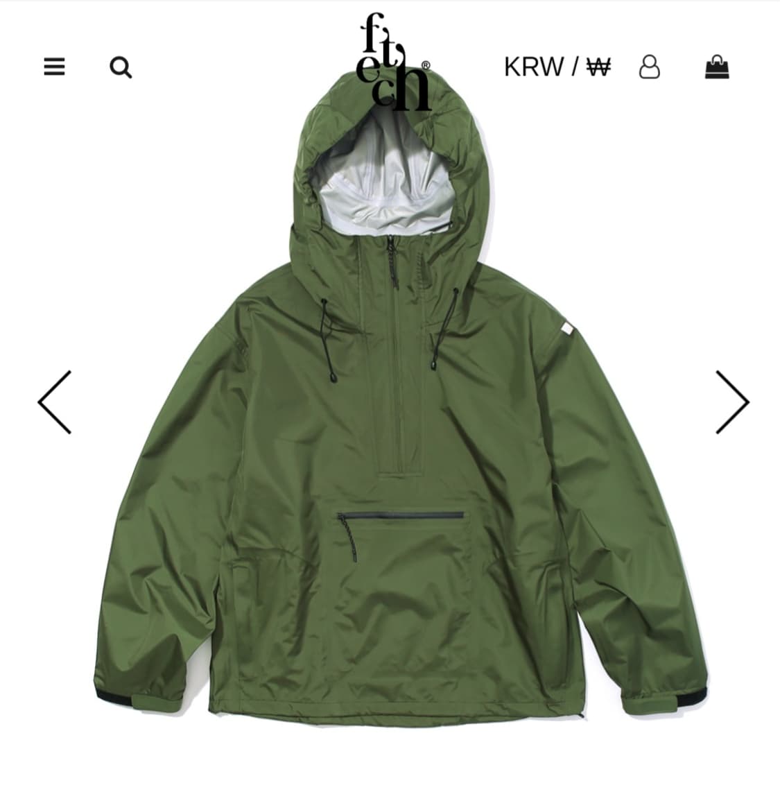 (새상품)fetch(페치) 올리브 색상 3layer 아노락자켓(주우재자켓 상품이미지1