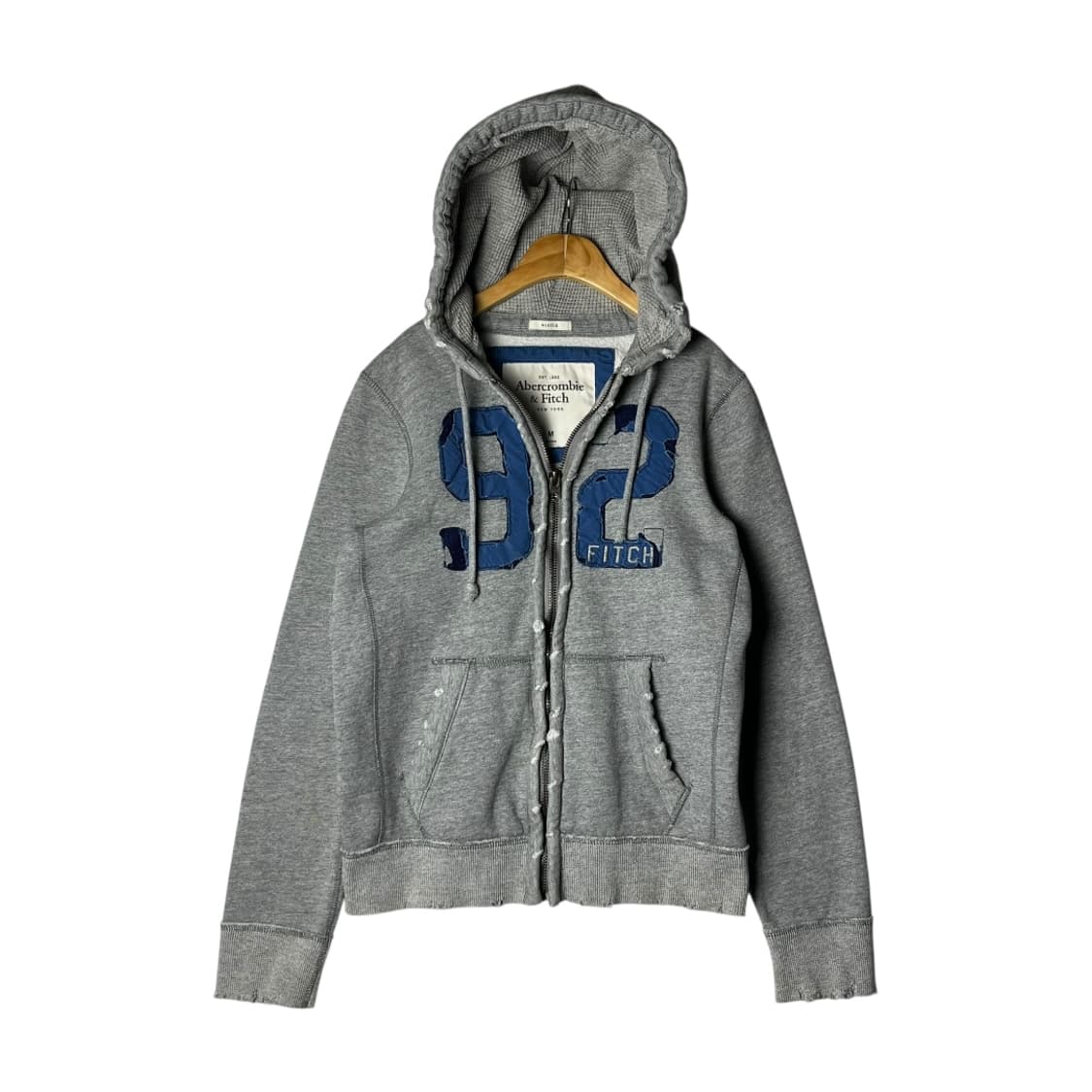 [A&F] 아버크롬비 레터링 자수 커팅디테일 후드집업 상품이미지1