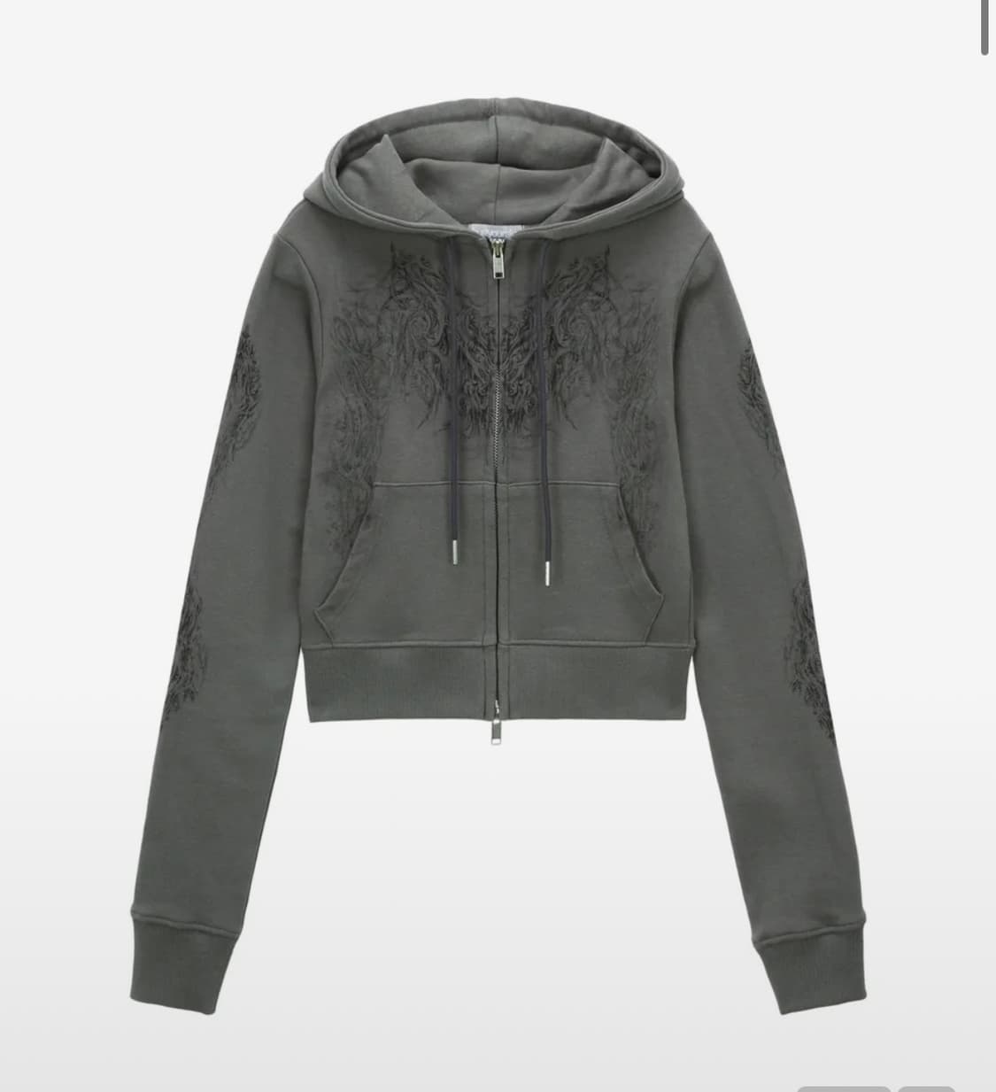 허그유어스킨 스컬리 크롭 후드집업 카키 상품이미지1