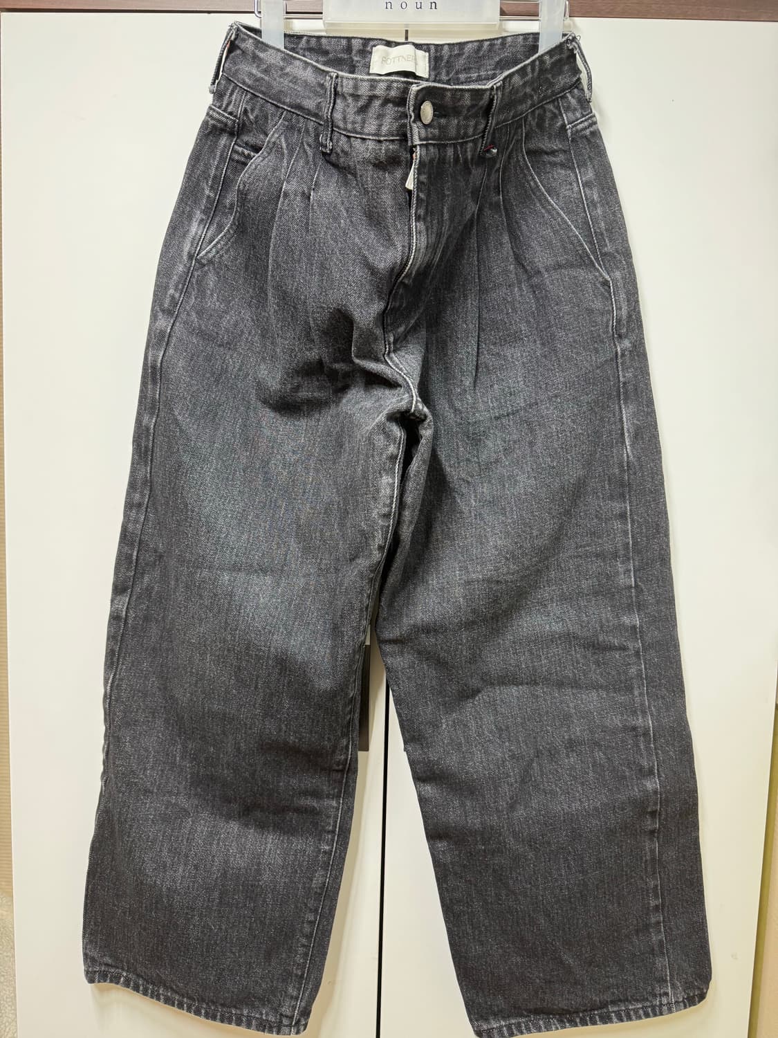 포트너스 라이트 투턱 와이드 진 블랙 M 상품이미지5