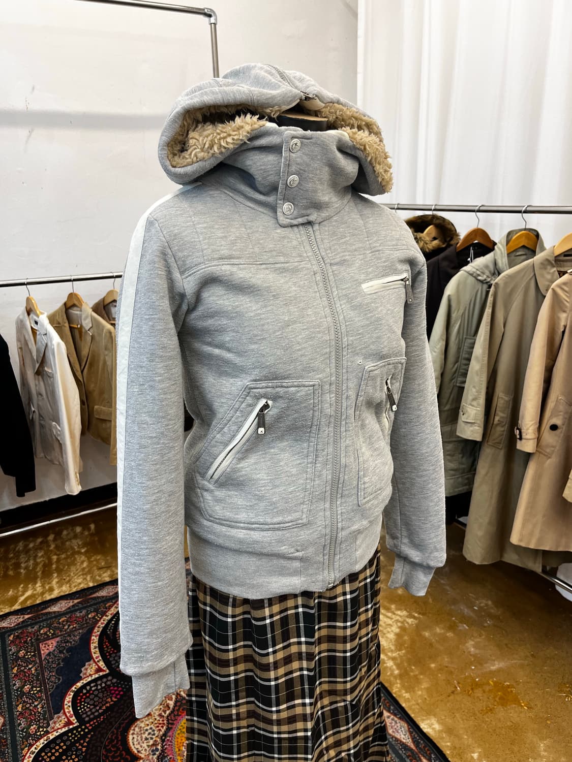 디젤 시어링 후드 집업 블루종 상품이미지1