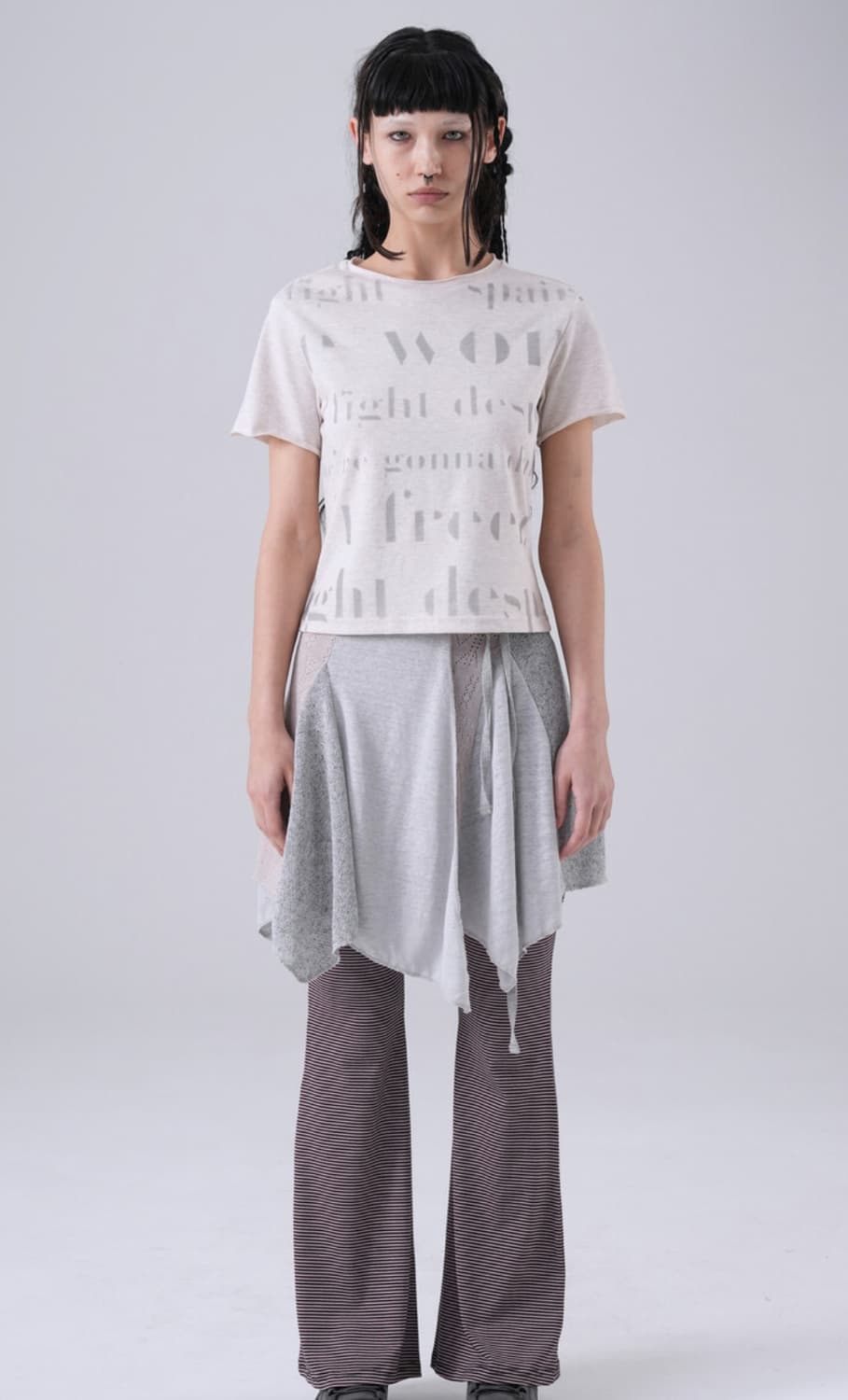 TENSEDANCE Mixed wrap skirt_light grey 상품이미지2