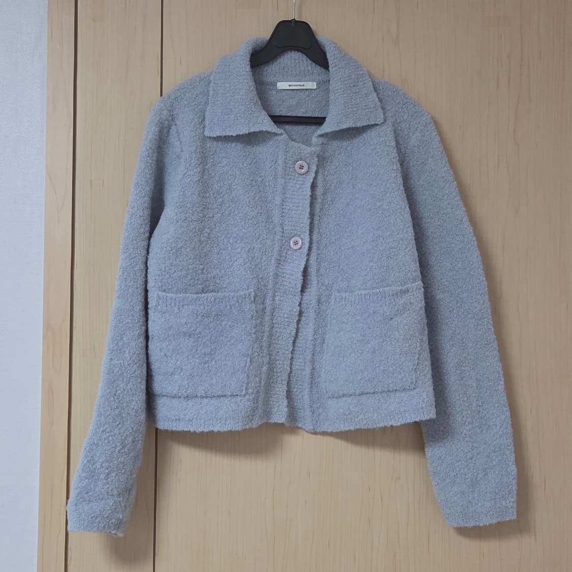 새상품) 르누보 카라 부클 울 가디건 소라 상품이미지9