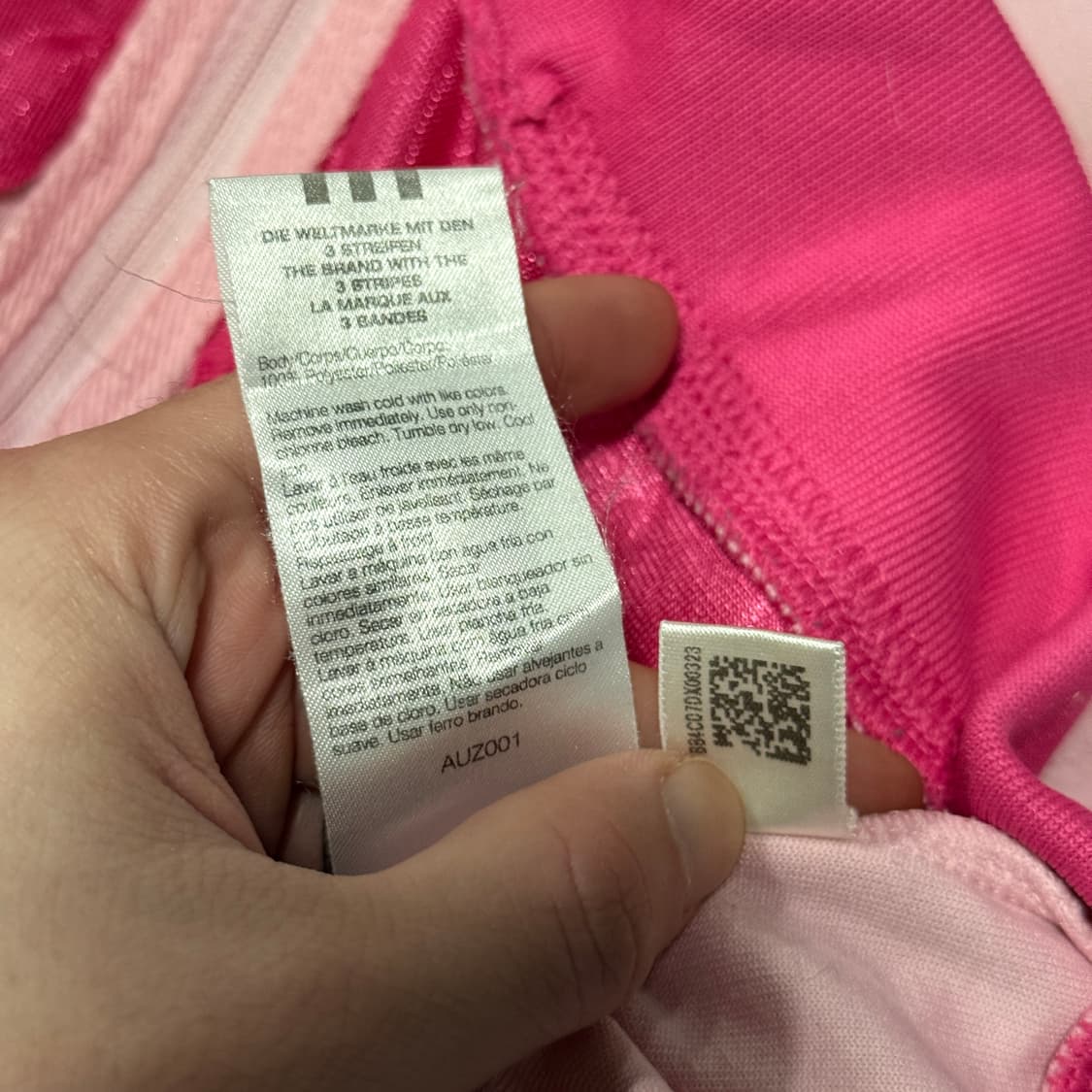 아디다스 자수 디테일 코튼 삼선 크롭 트랙탑 핑크 상품이미지6