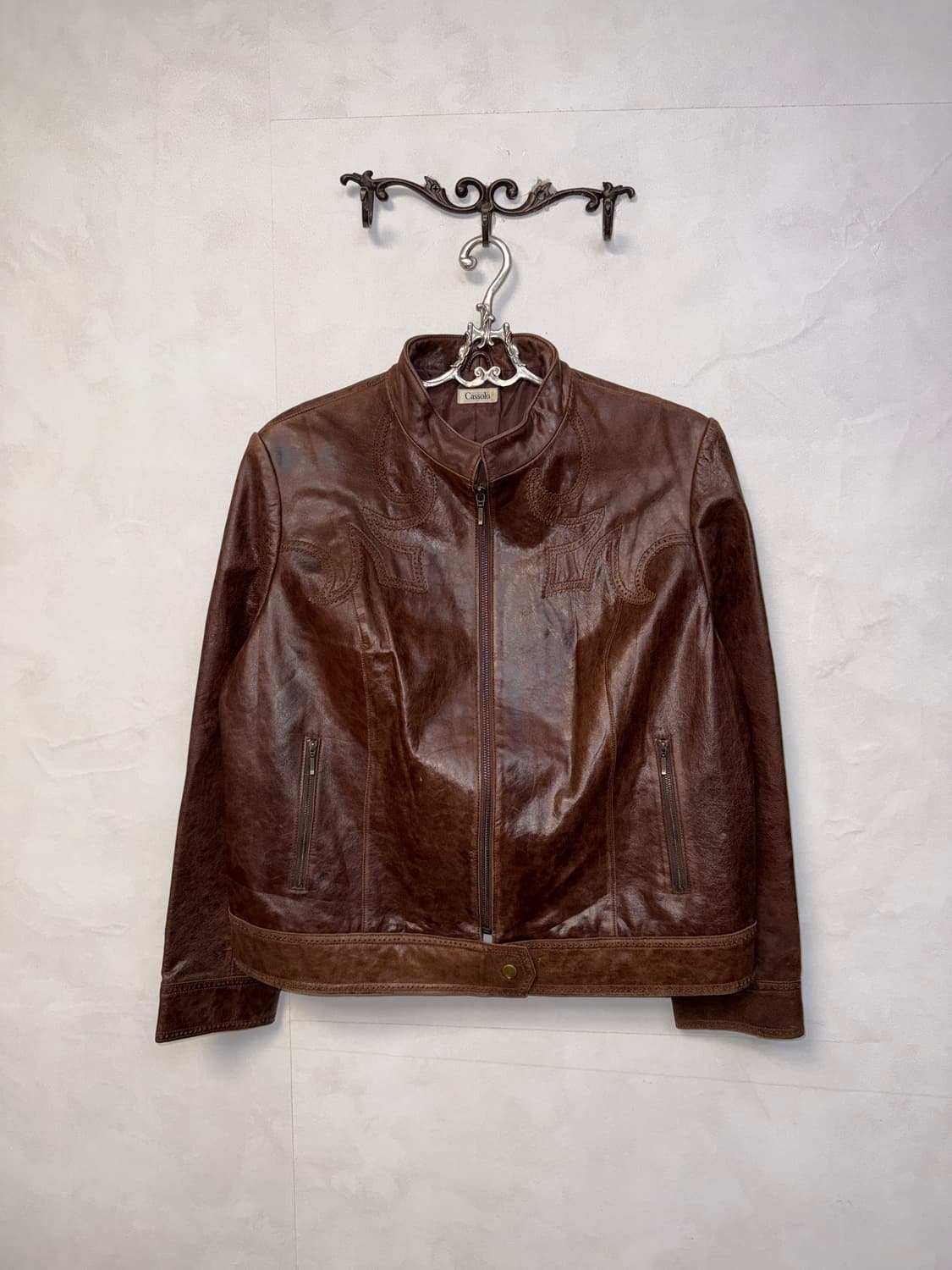 Aging brown lamb skin western zipup jk 상품이미지1