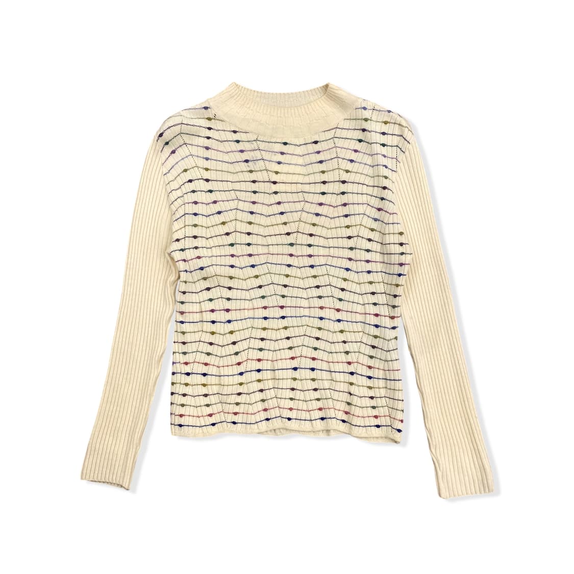 Beige high neck Multi  Knitwear Top 상품이미지2