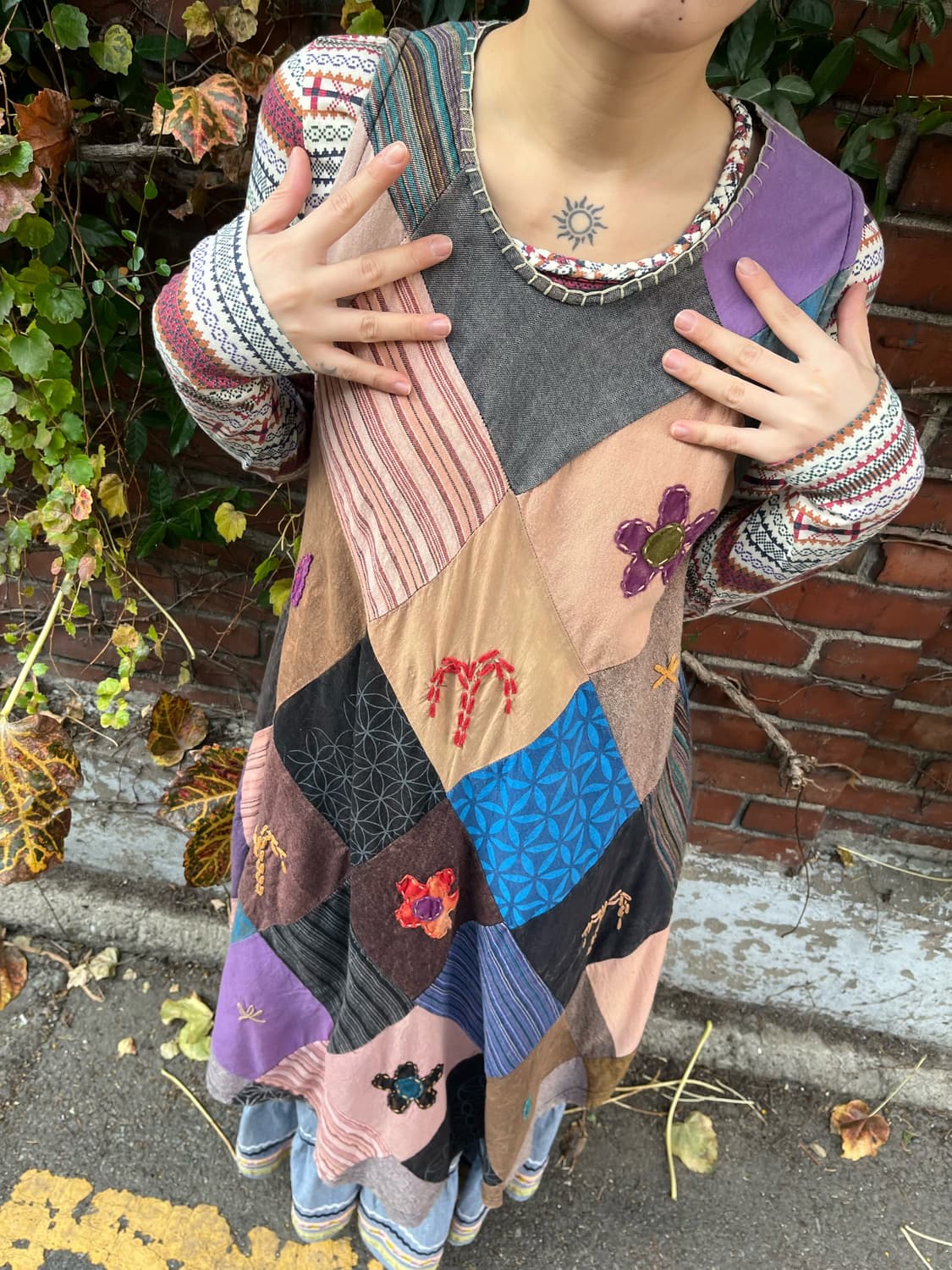 빈티지 히피무드 패치 원피스 상품이미지4