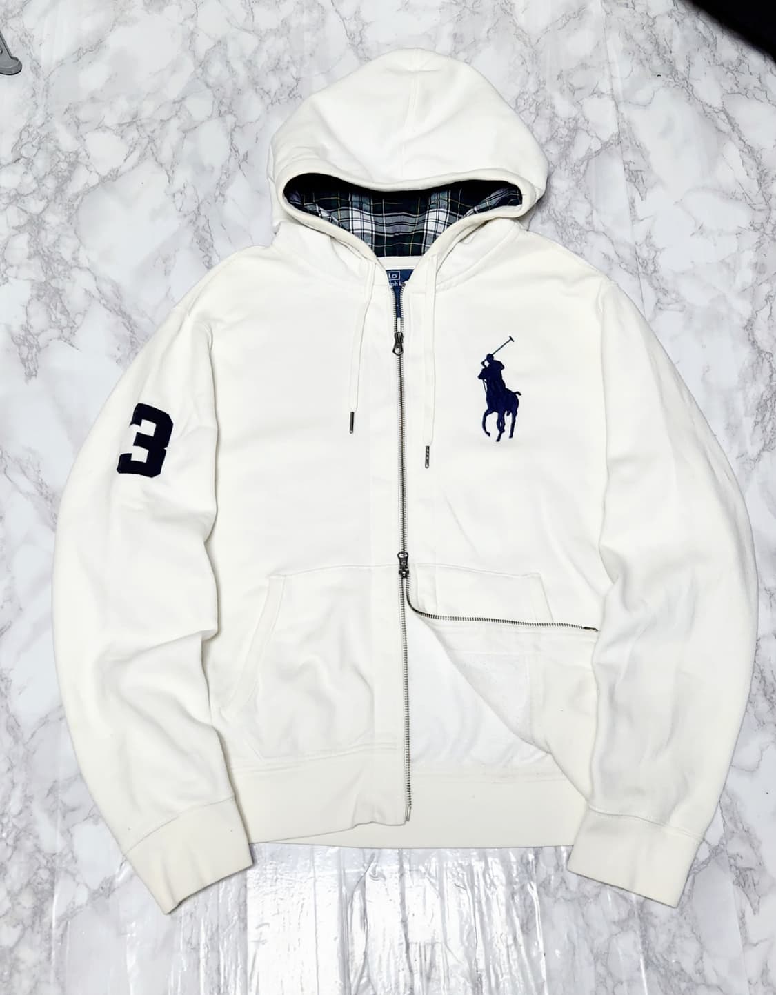 XL 폴로 랄프로렌 빅포니 화이트 후드집업 자켓 상품이미지1