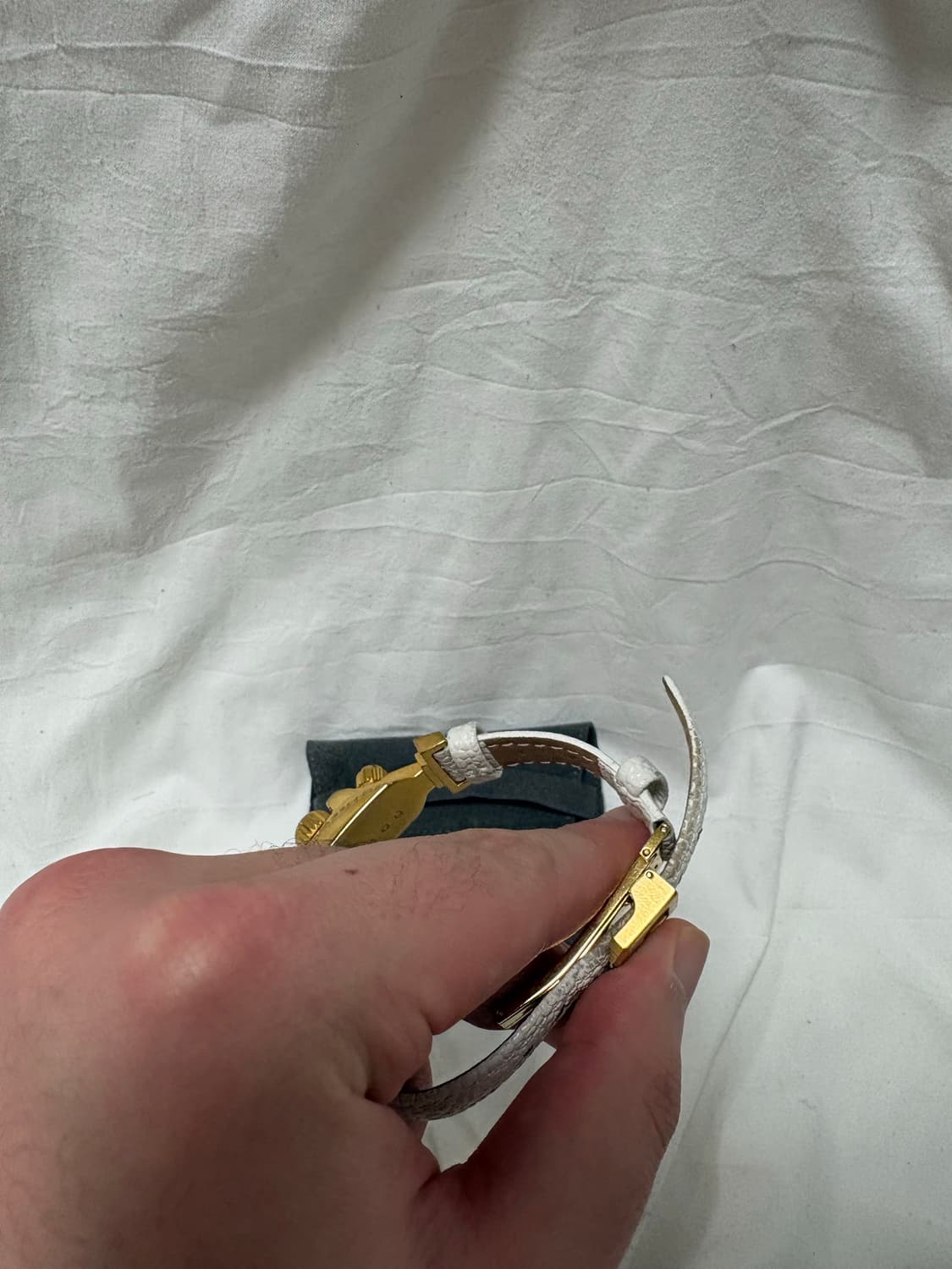 드바스크 화이트골드가죽 팔찌 상품이미지5