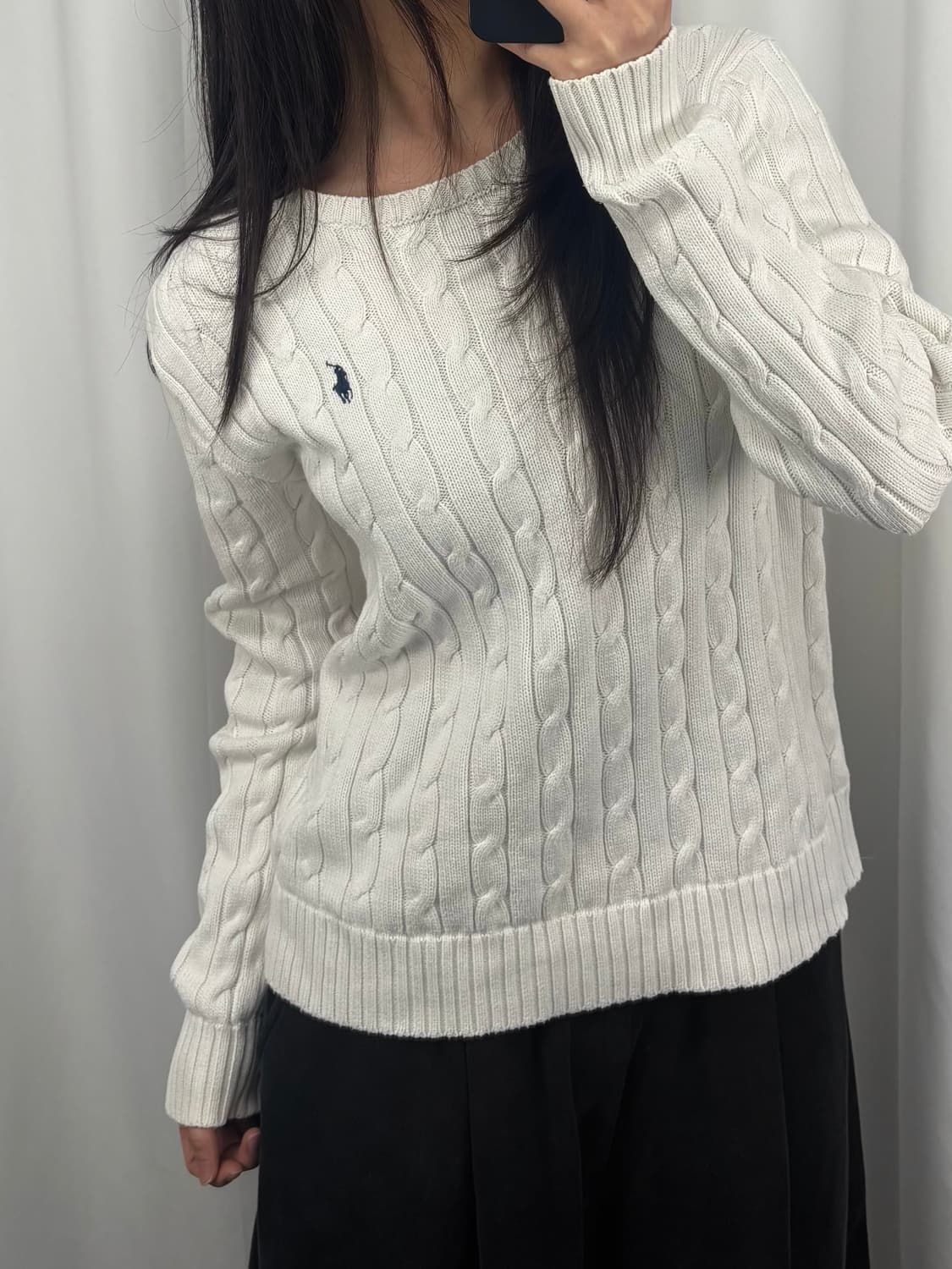 폴로 화이트 꽈배기 니트 상품이미지3