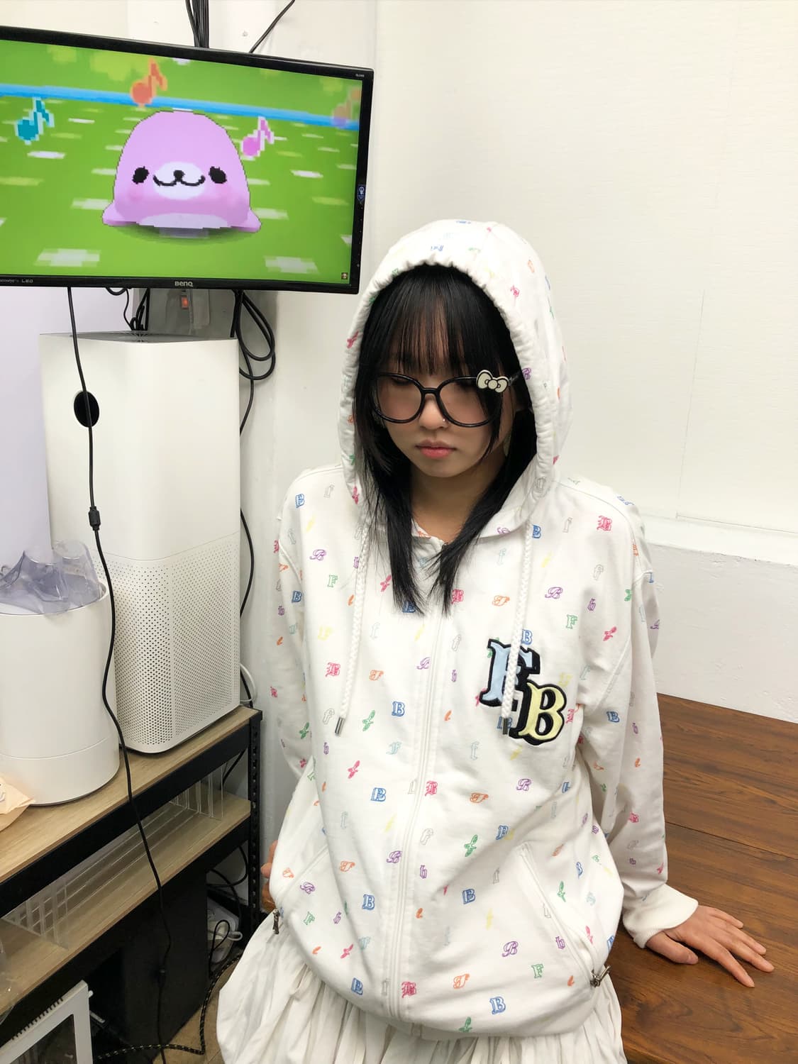 L FUBU 후부 화이트 패턴 후드집업 상품이미지2