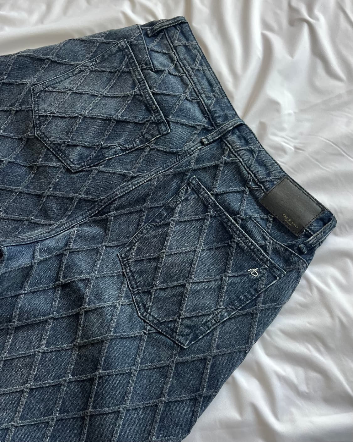 Rag&bone dark blue quilted wide leg jean 상품이미지6