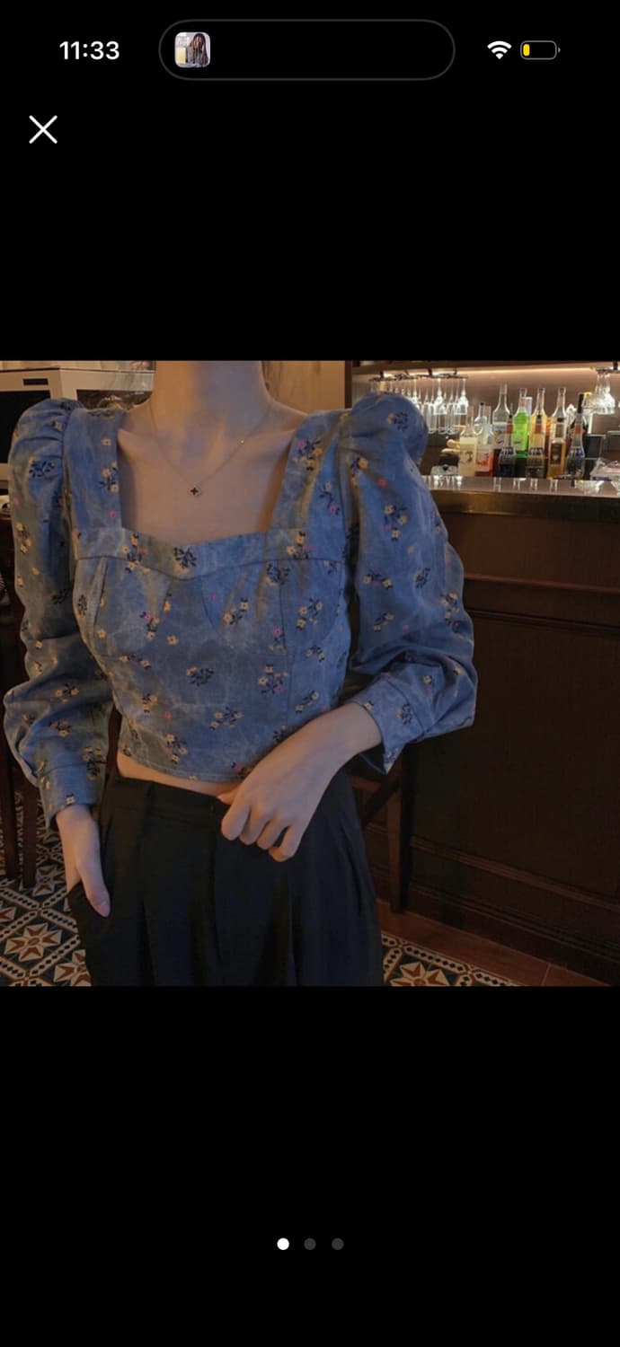 블루 플라워 블라우스 상품이미지1