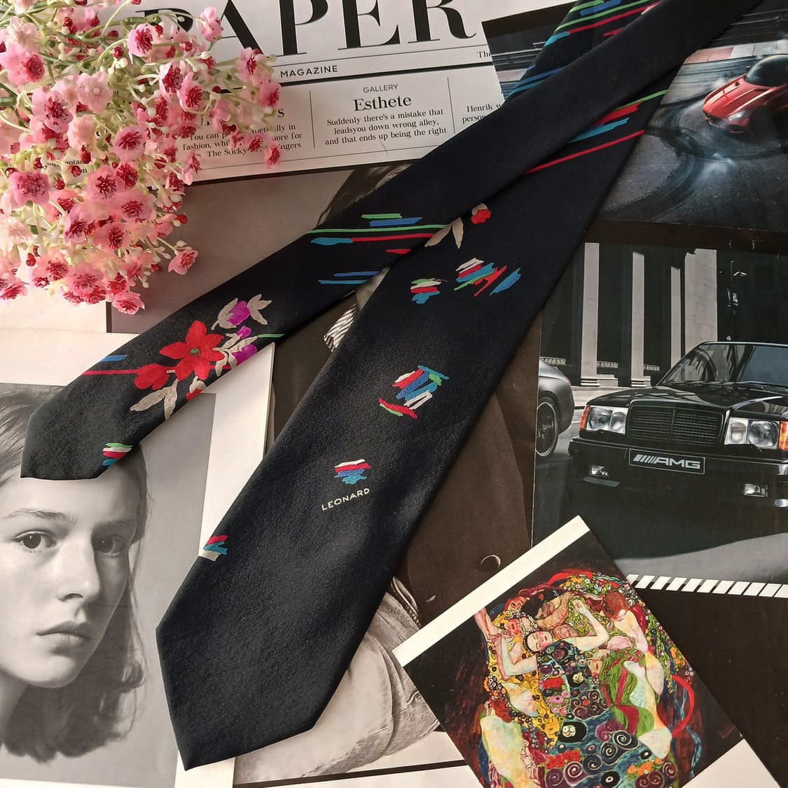 레오나드 실크 로고 포인트 넥타이 7.8cm A+~A등급 A19178
 상품이미지3