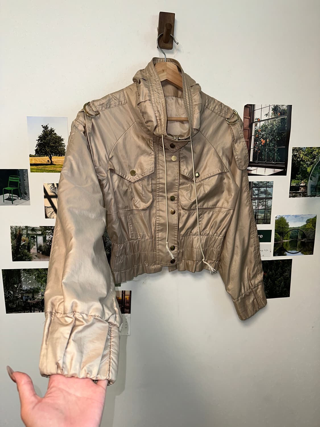 Beige y2k satin crop jacket 상품이미지2