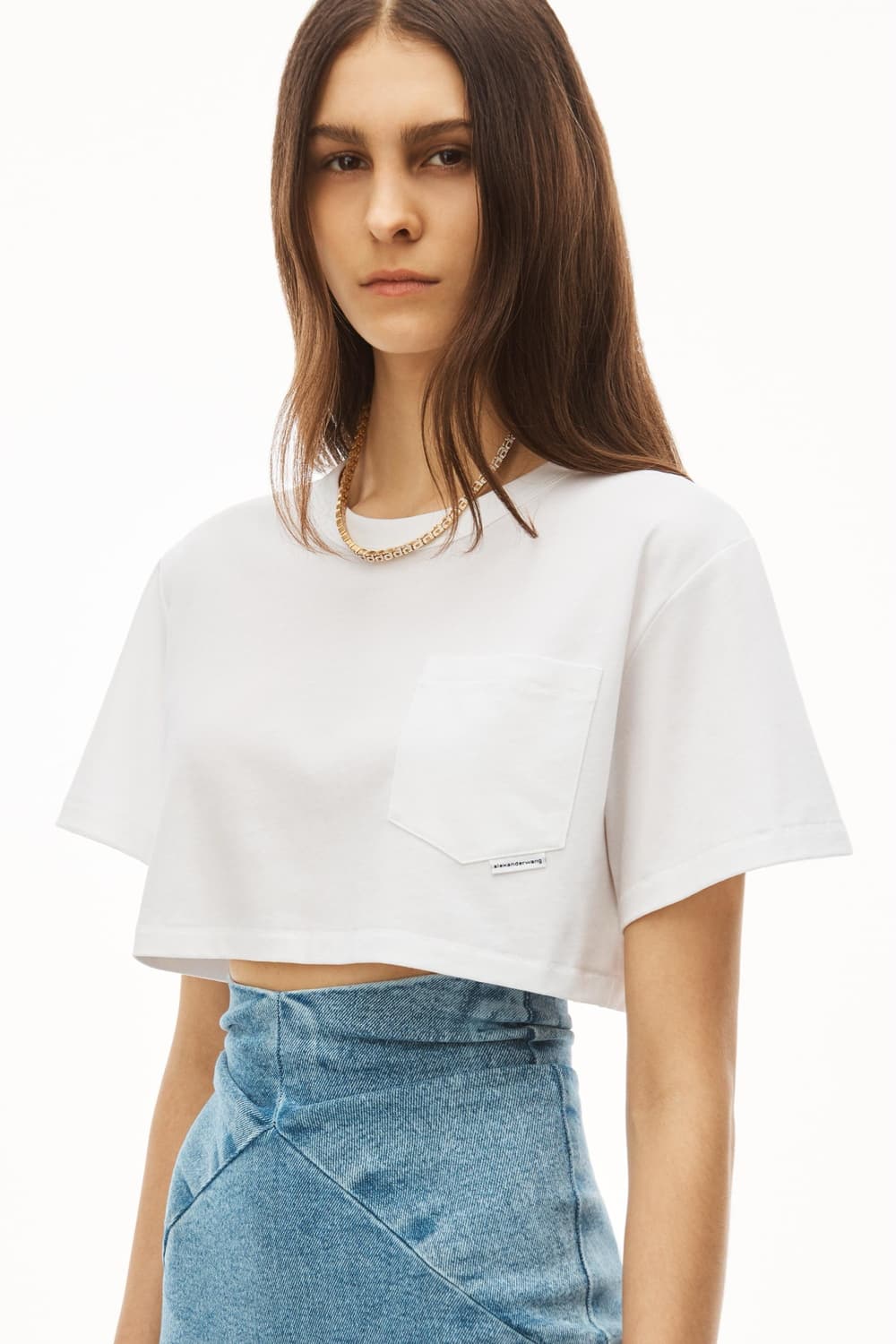 알렉산더왕(Alexander Wang) 크롭 반팔 티셔츠 상품이미지1