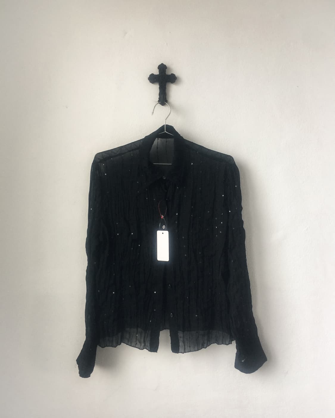 Beads point see through shirt 상품이미지2