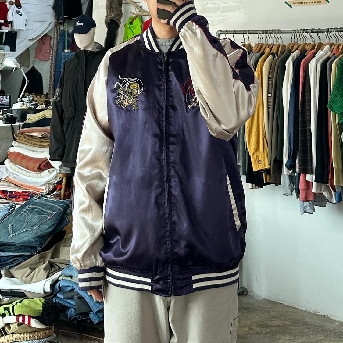 (착용컷) 자수 스카쟌 (남성용 110-115) 상품이미지3