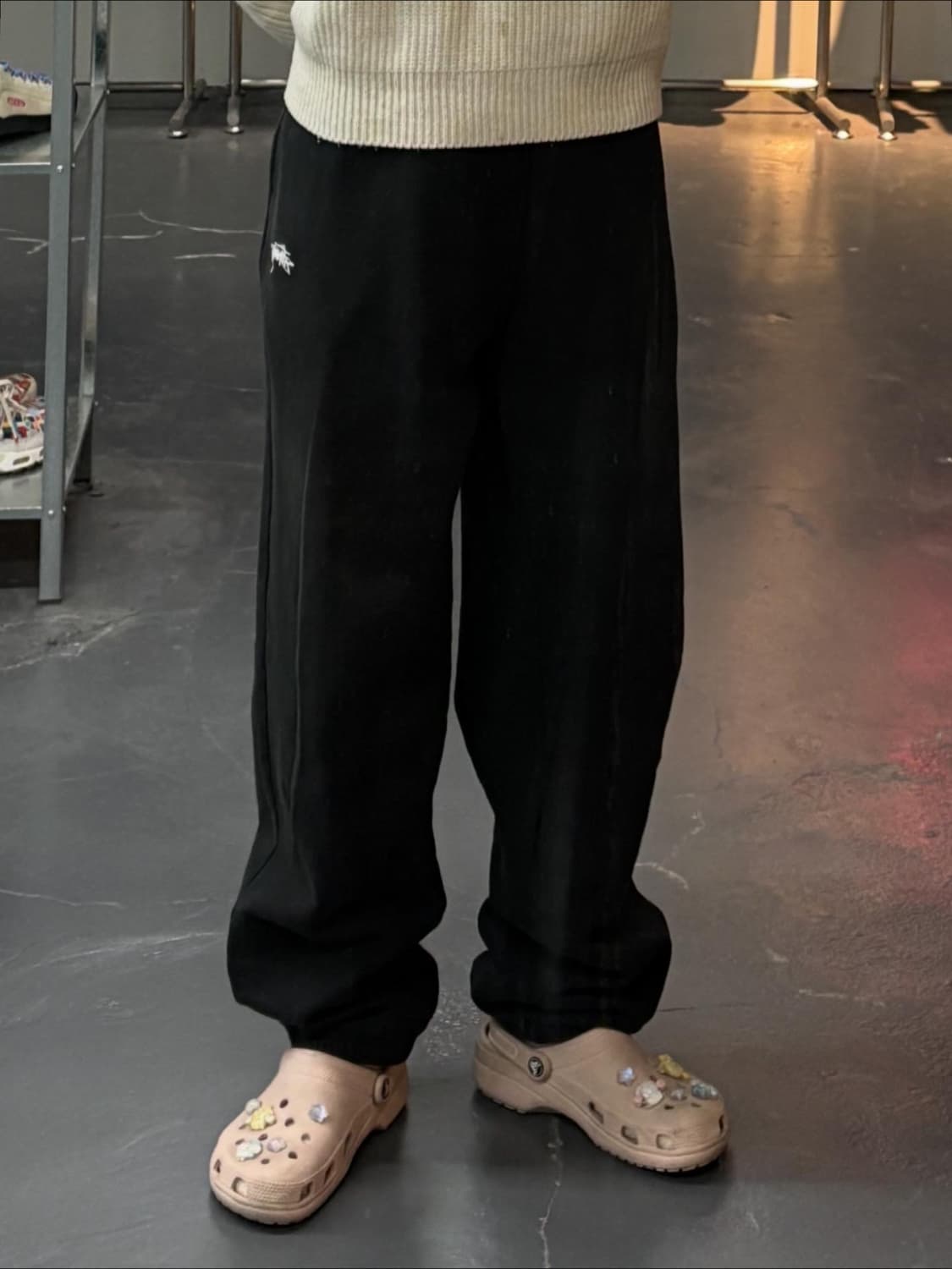 스투시 스탁 로고 블랙 스웨트 팬츠 A3469 상품이미지1