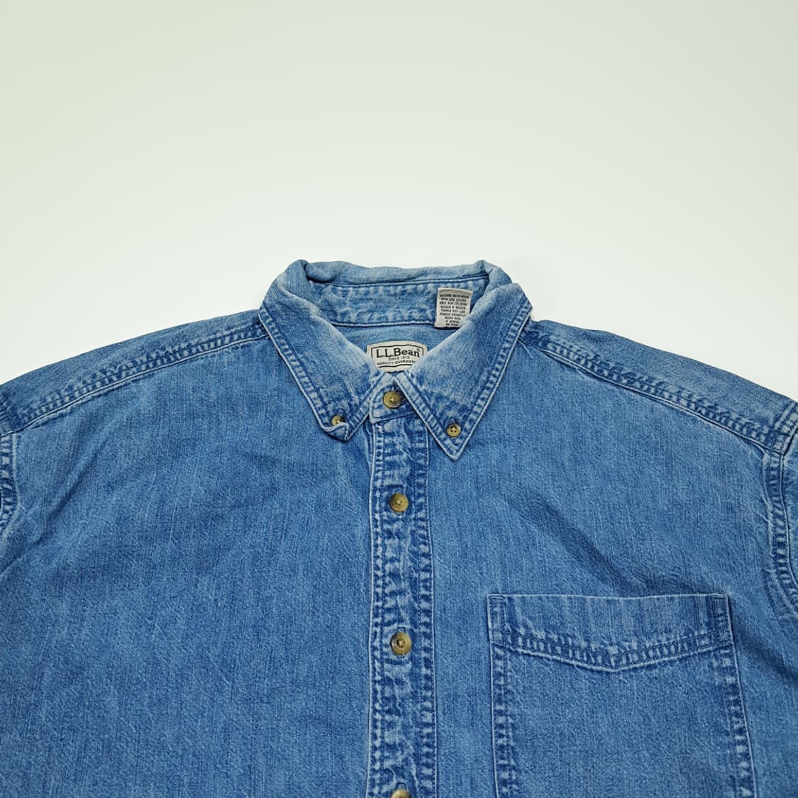 CL338 2XL 엘엘빈 90s 코튼 버튼다운 라이트블루 데님셔츠 남방 상품이미지2