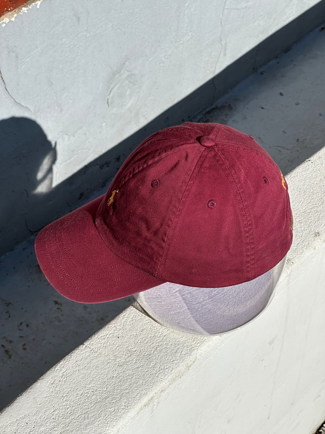 [M-L] 90s 폴로 랄프로렌 버건디 볼캡 모자 상품이미지3