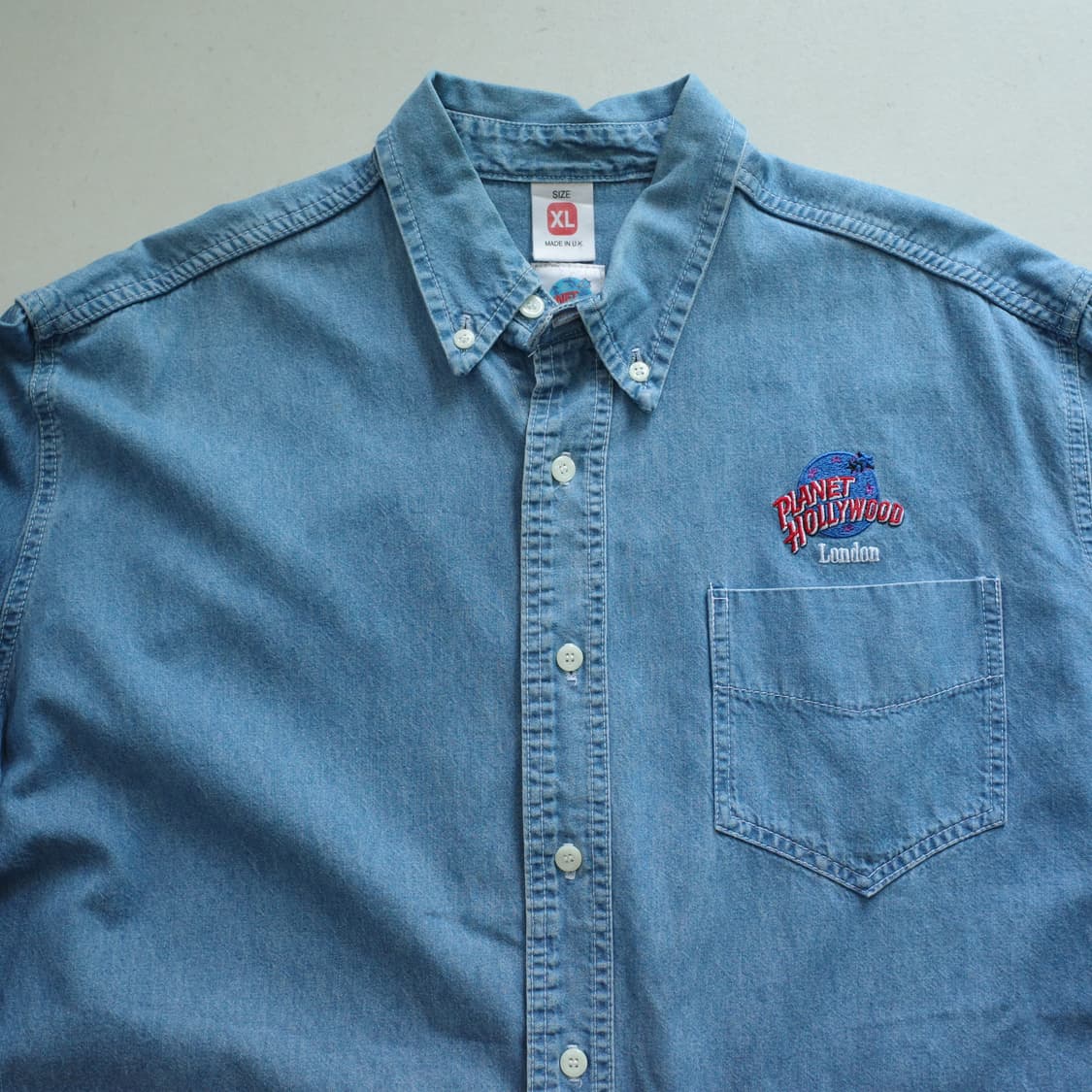 90s 플래닛할리우드 UK 영국 생산 데님 셔츠 XL 상품이미지1