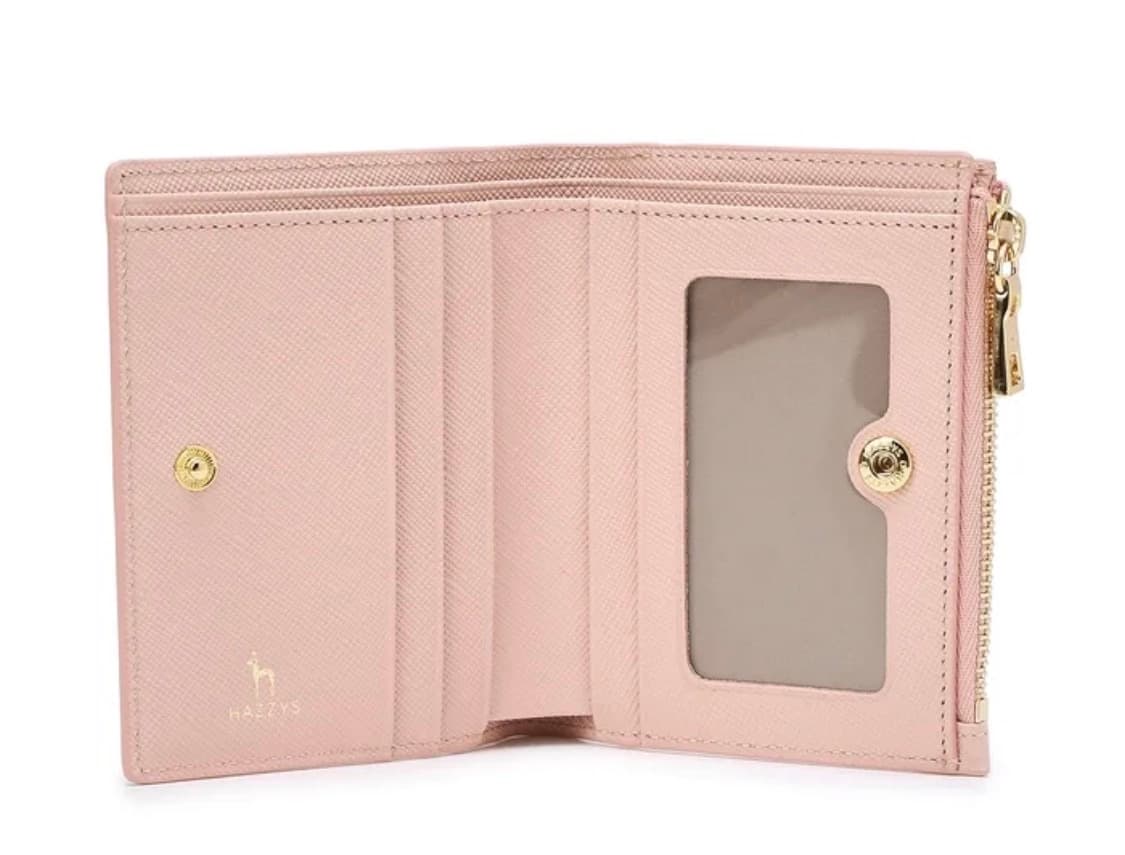 헤지스 체크 소가죽 여성 반지갑 카드현금동전 핑크 상품이미지3