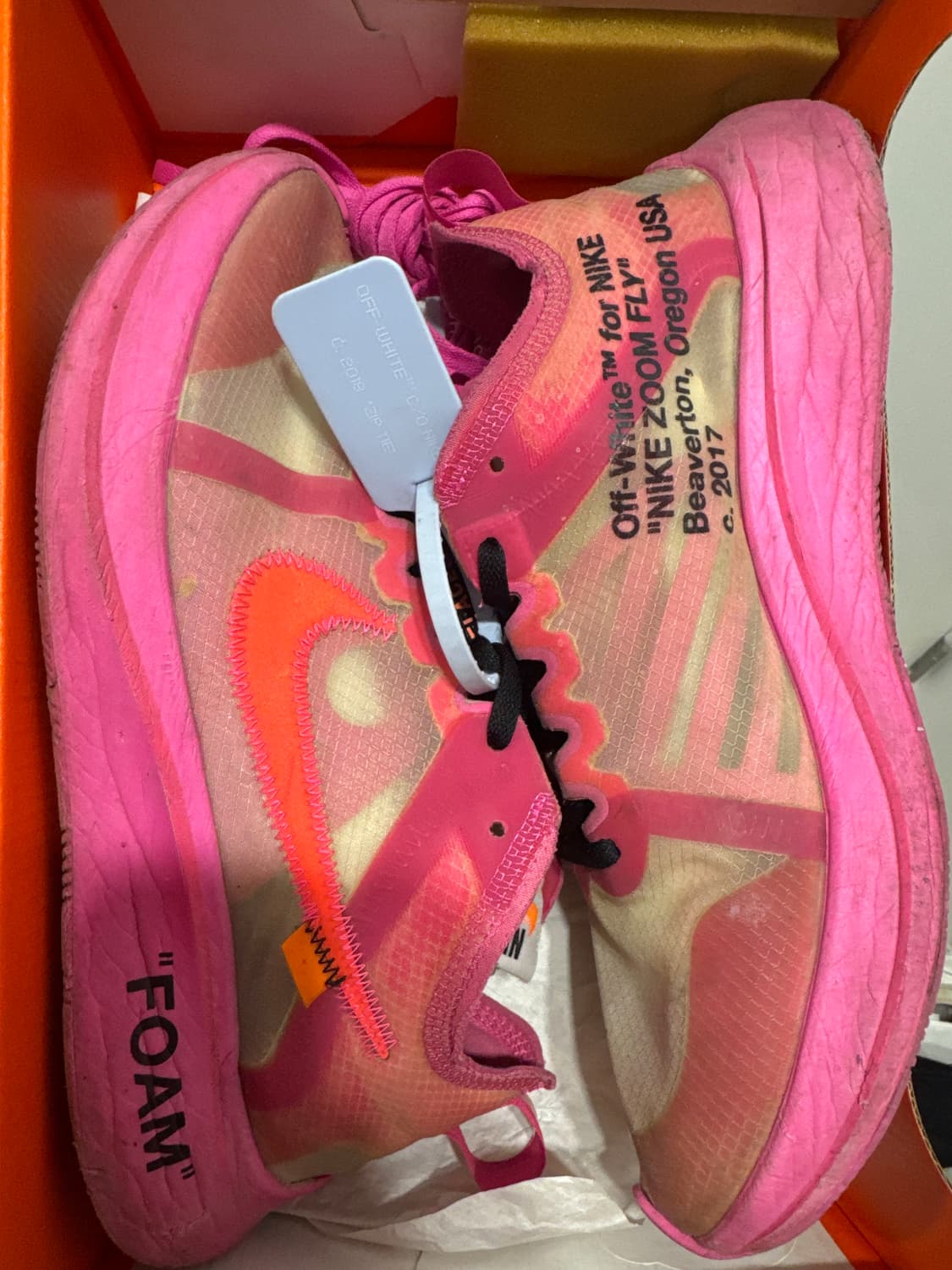 270 나이키 오프화이트 줌플라이 핑크 상품이미지2